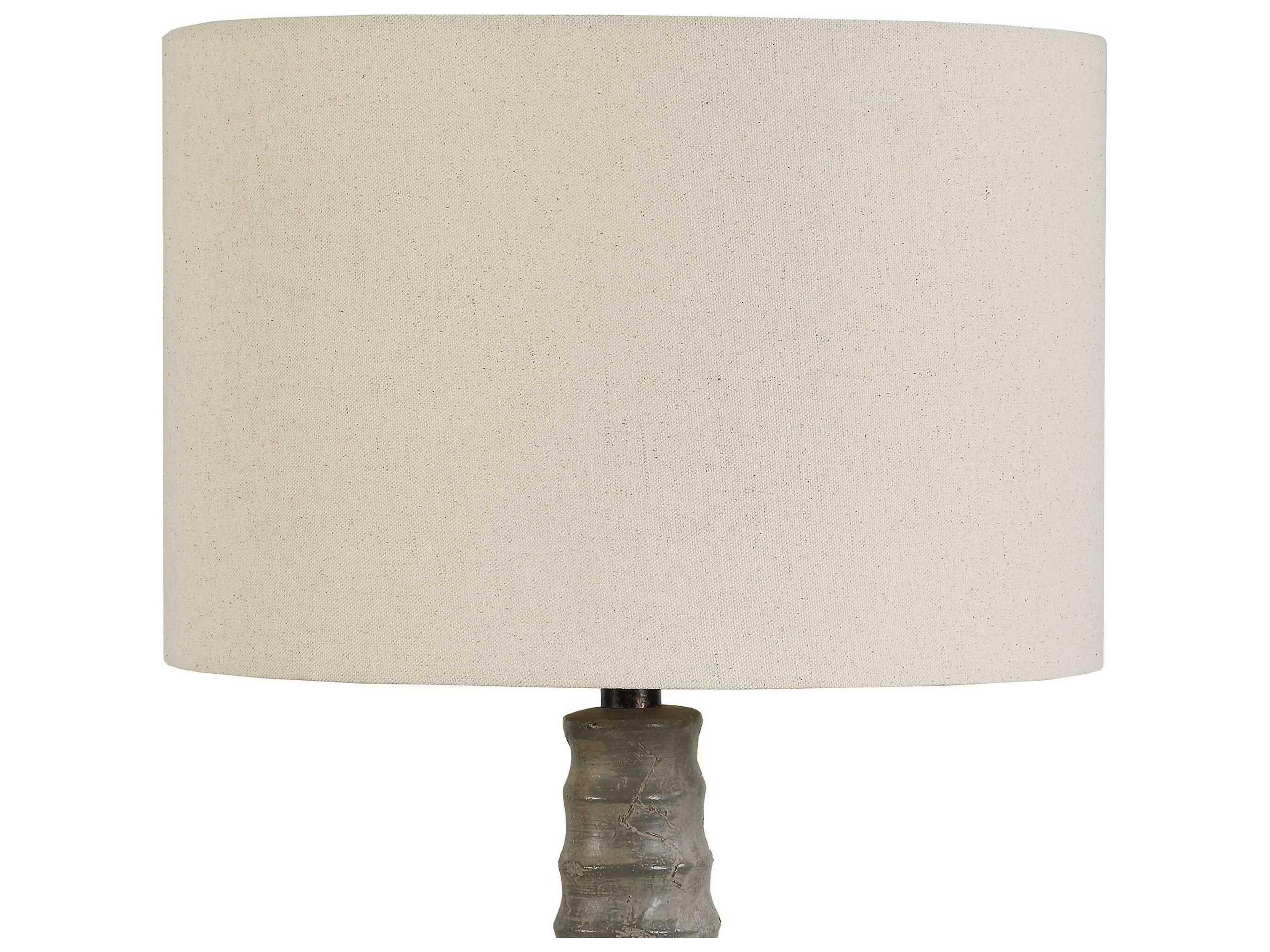 Uttermost Stratum Distressed Gray Dark Bronze Round Drum Buffet Lamp