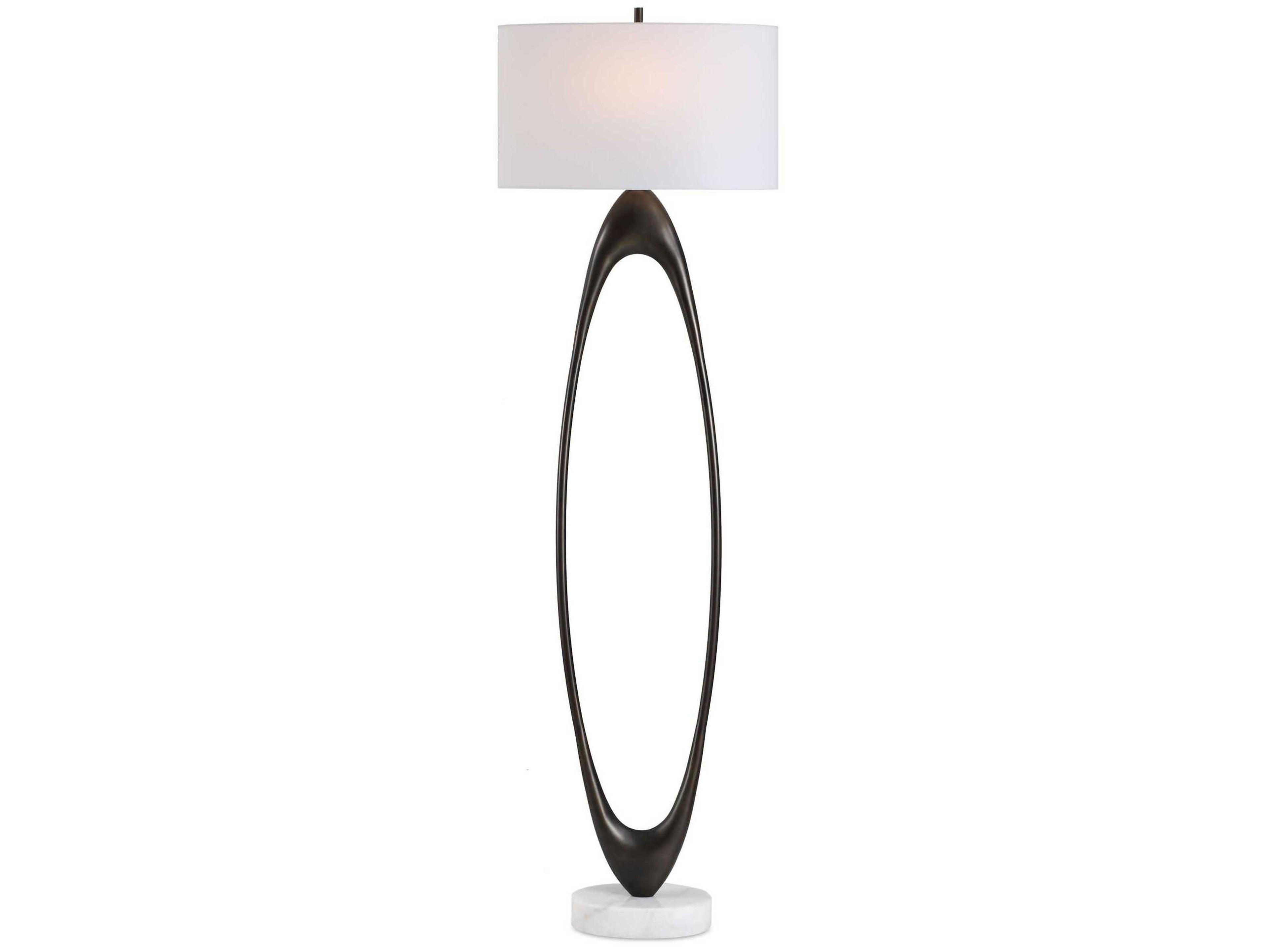 Sonic Rich Dark Bronze Oval Hardback Floor Lamp
