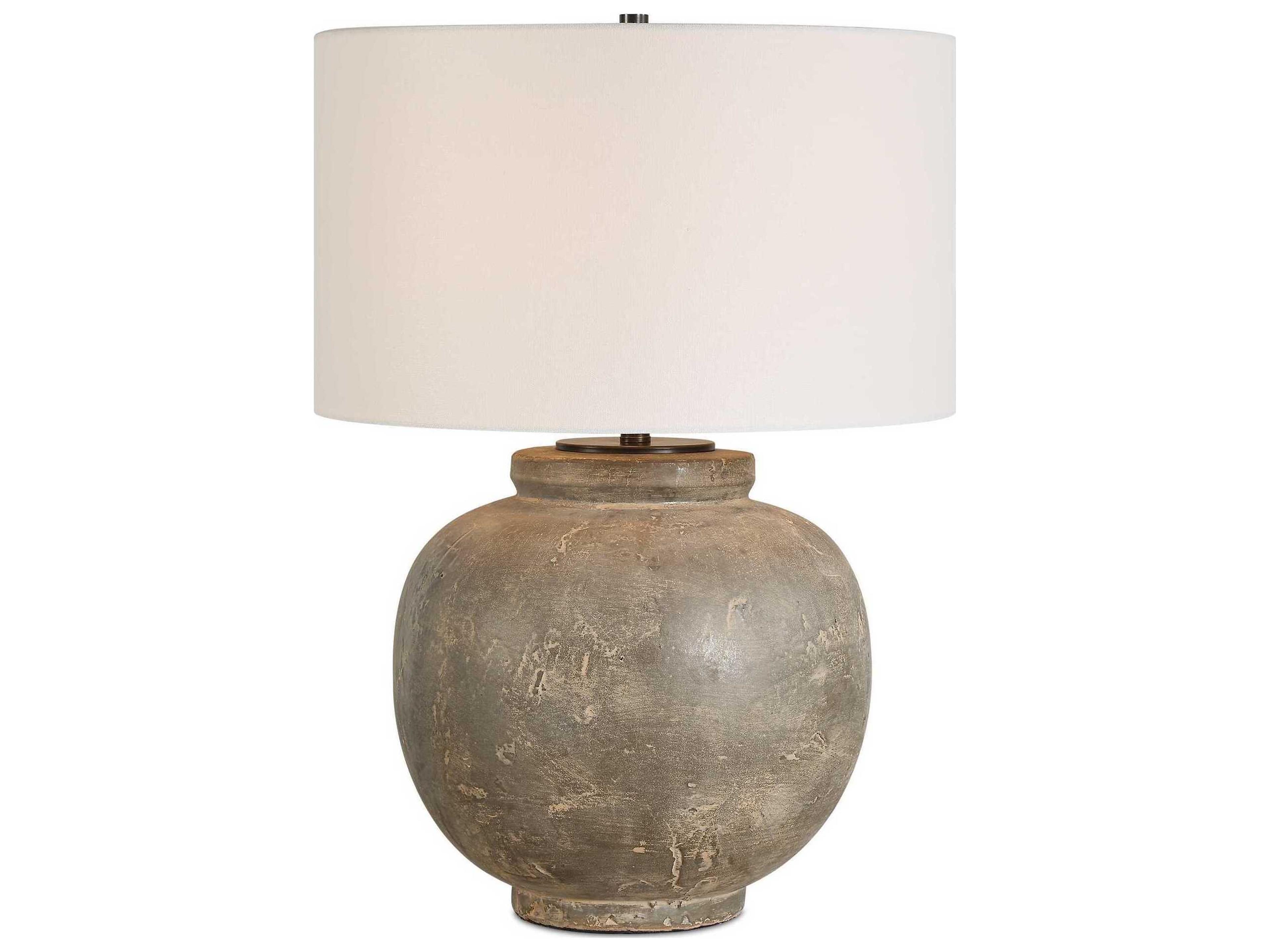 Rock Light Rust Brown Gray Buffet Lamp