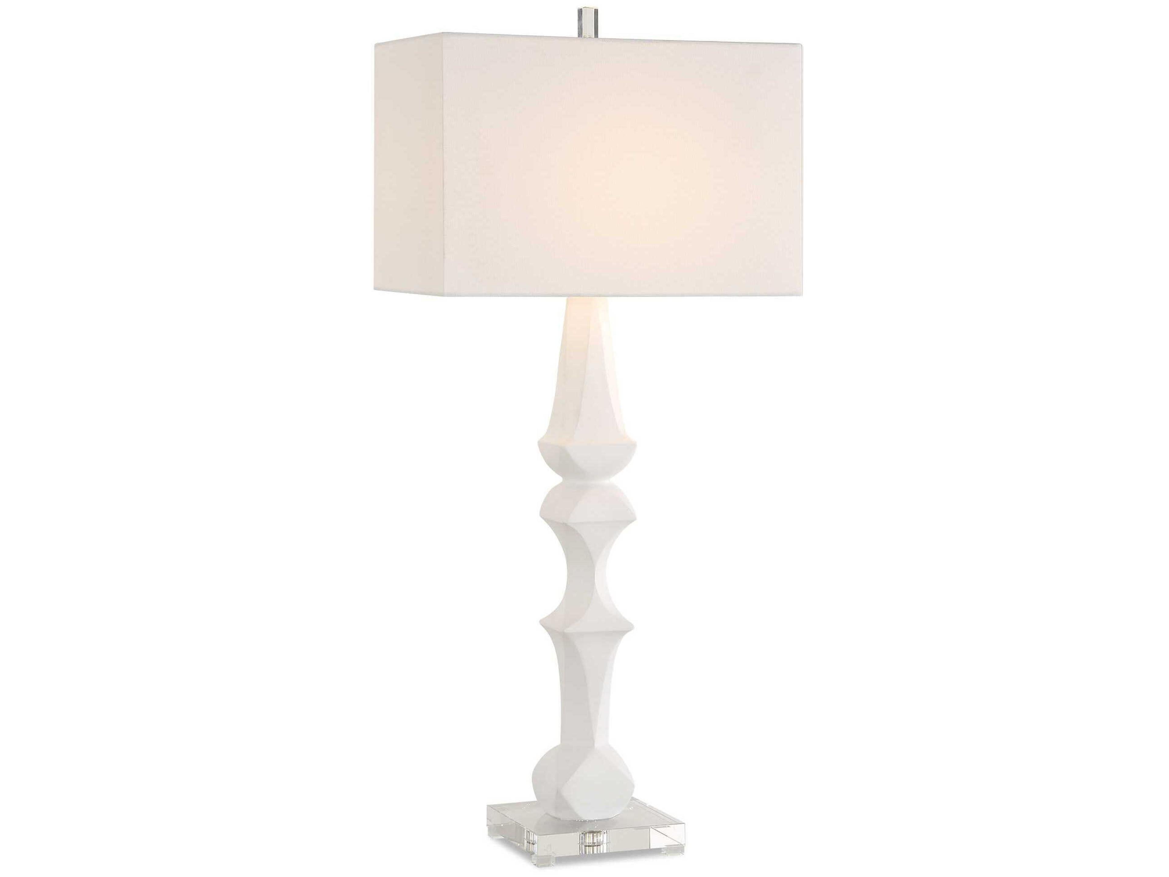 Mayme Matte White Rectangular Hardback Buffet Lamp