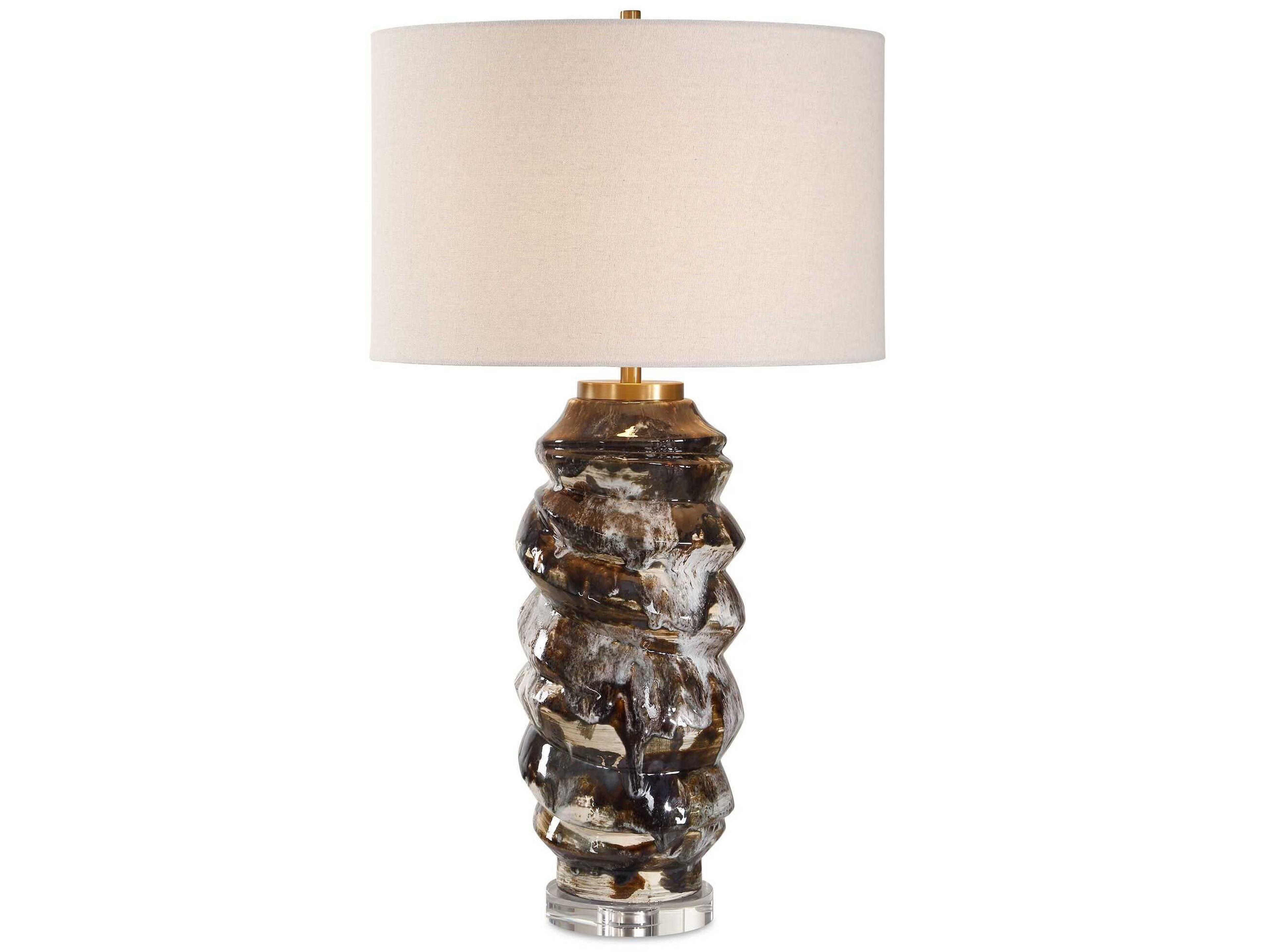 Cuoco Chocolate Brown Round Drum Hardback Buffet Lamp