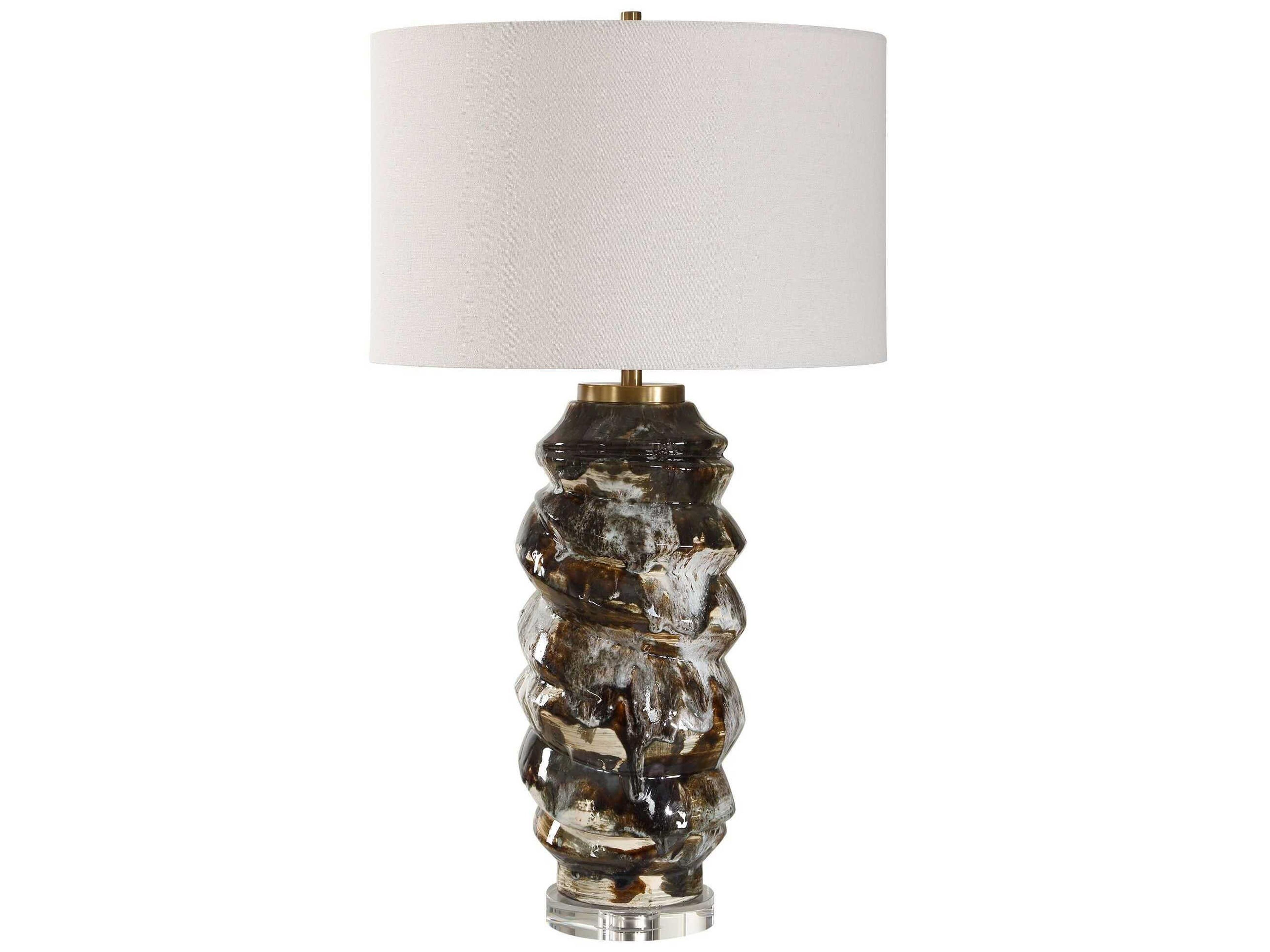 Uttermost Cuoco Chocolate Brown Round Drum Hardback Buffet Lamp