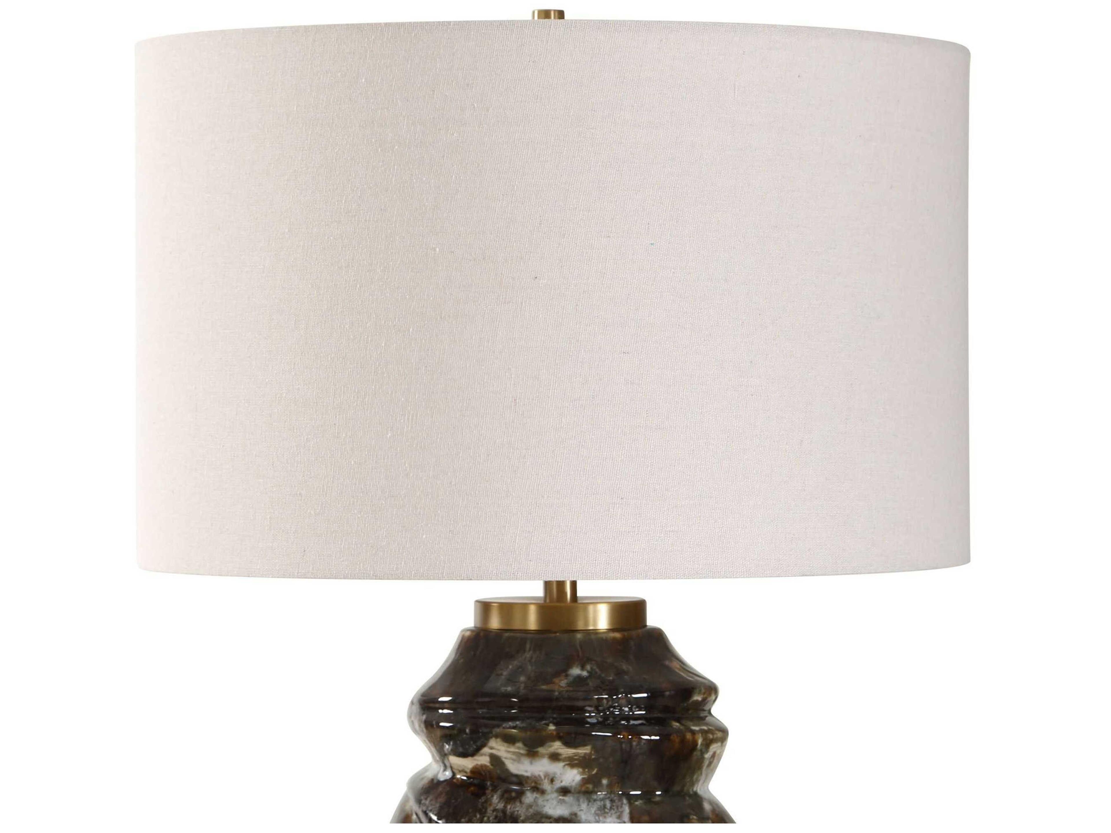 Uttermost Cuoco Chocolate Brown Round Drum Hardback Buffet Lamp