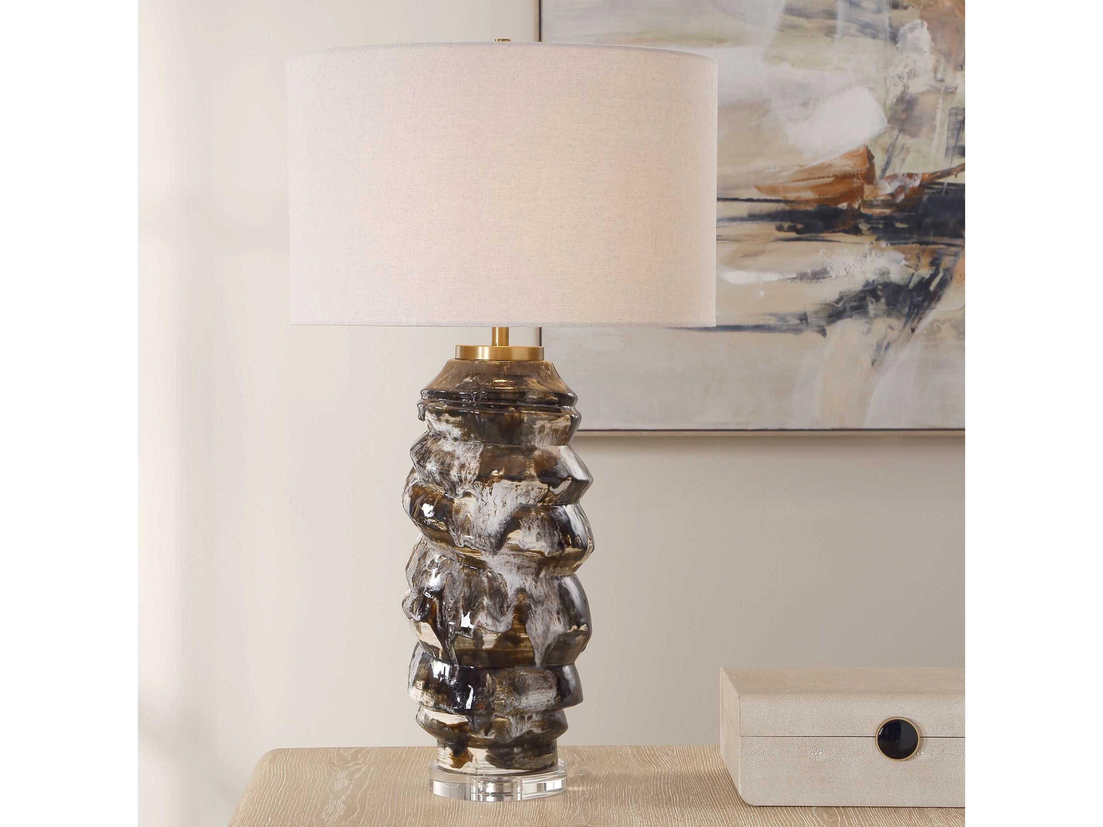 Uttermost Cuoco Chocolate Brown Round Drum Hardback Buffet Lamp