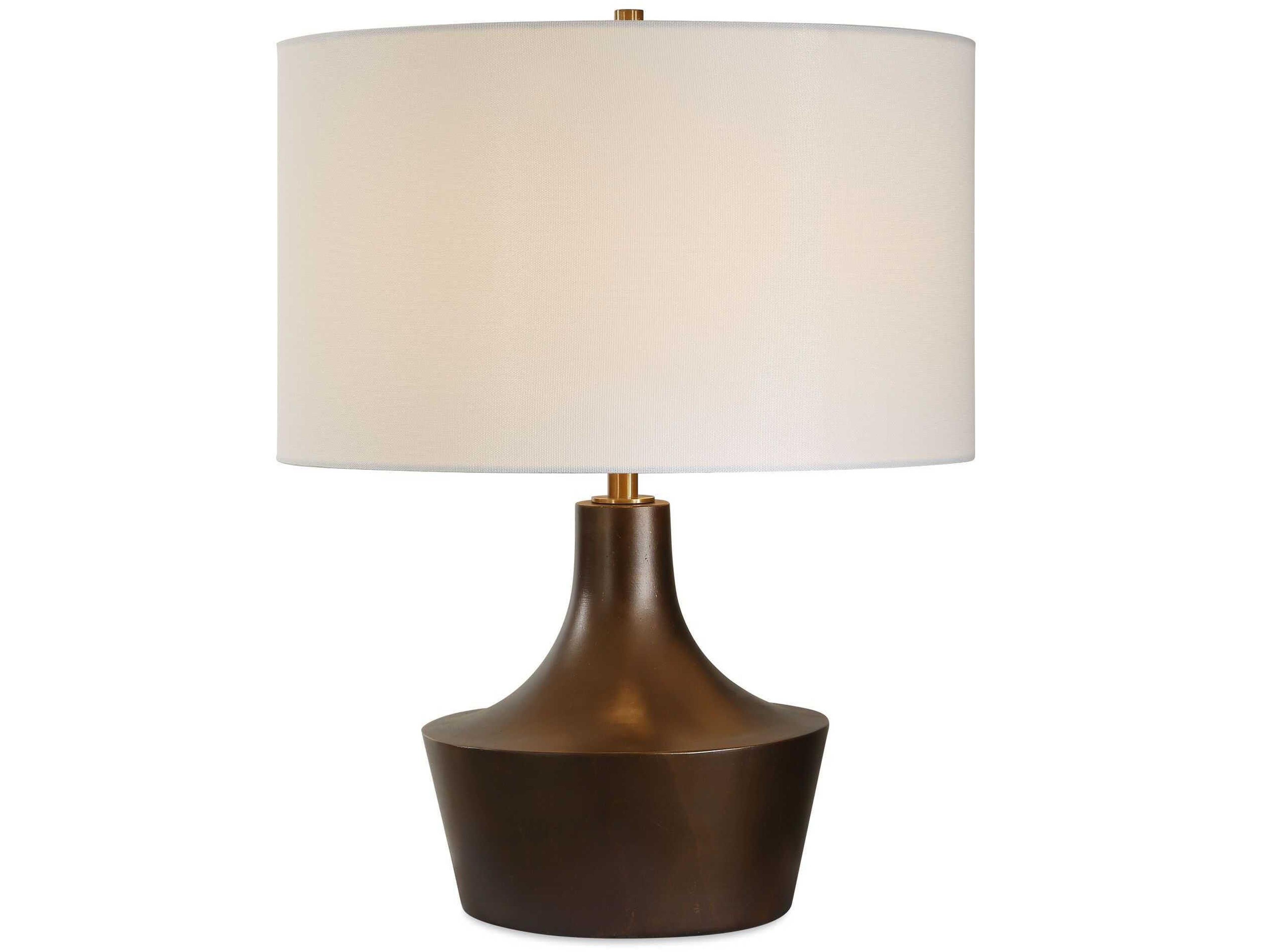 Paseo Warm Bronze Round Drum Hardback Brown Table Lamp