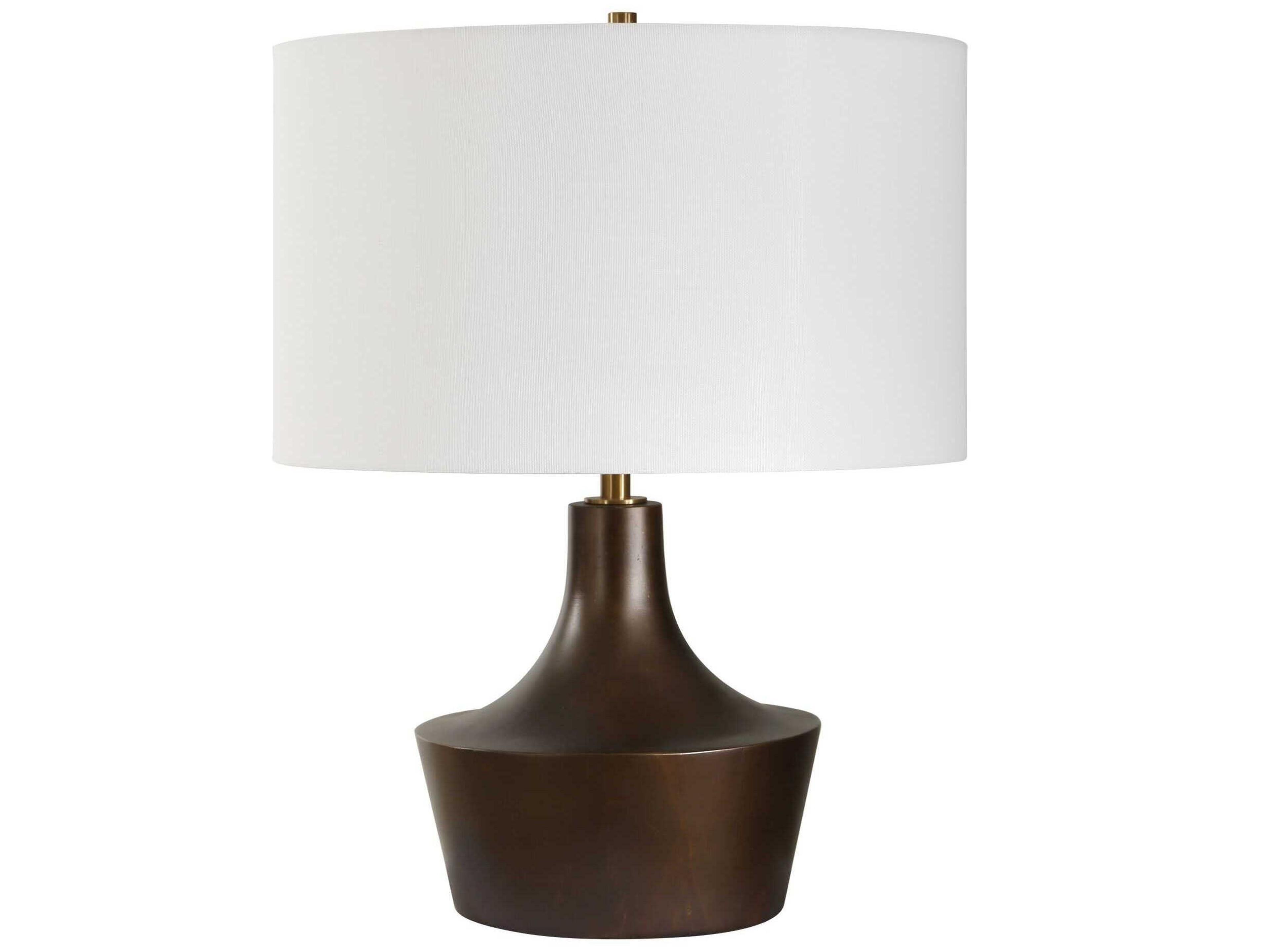 Uttermost Paseo Warm Bronze Round Drum Hardback Brown Table Lamp