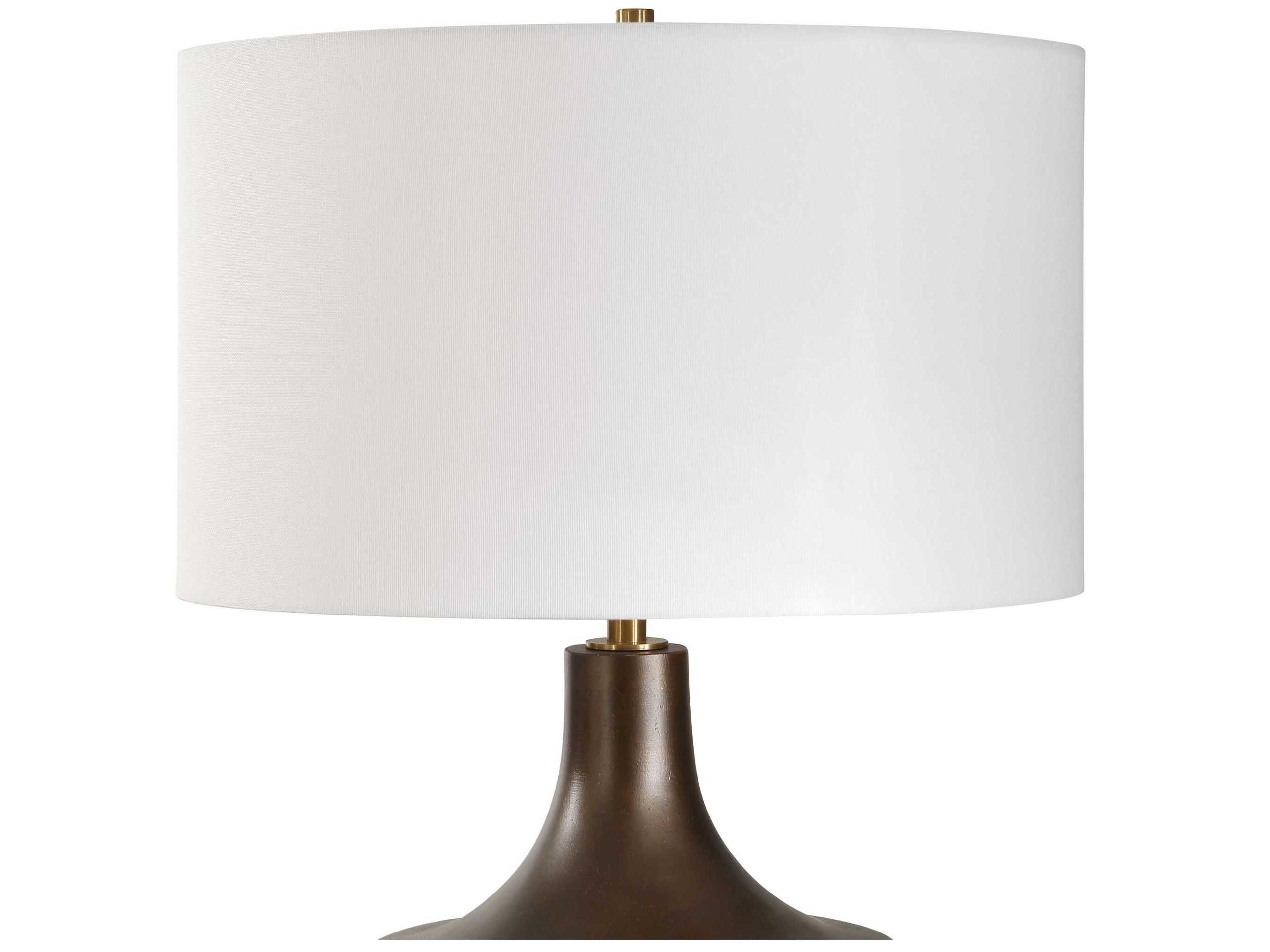 Uttermost Paseo Warm Bronze Round Drum Hardback Brown Table Lamp