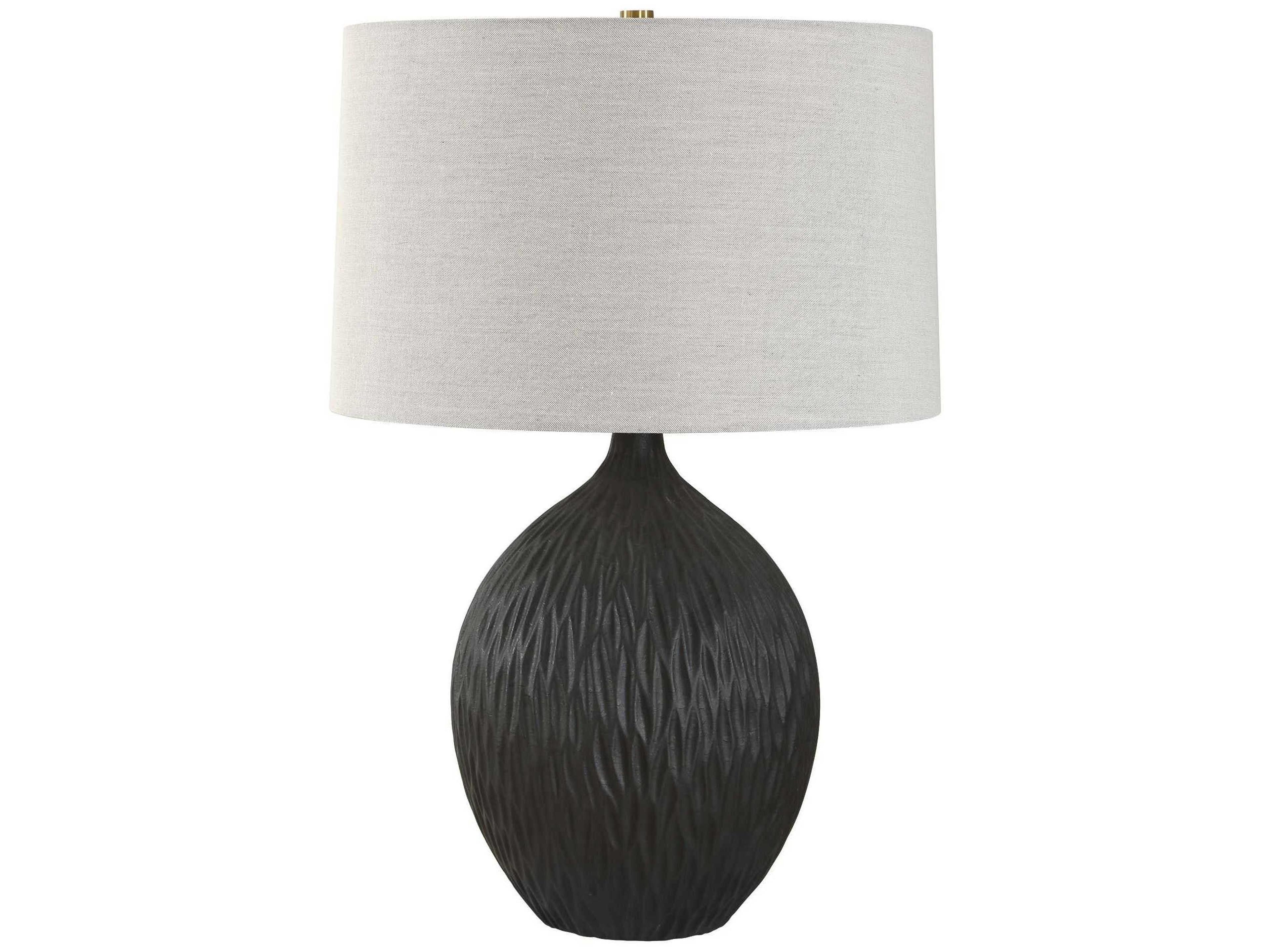 Uttermost Levee Satin Black Slightly Tapered Round Hardback Buffet Lamp