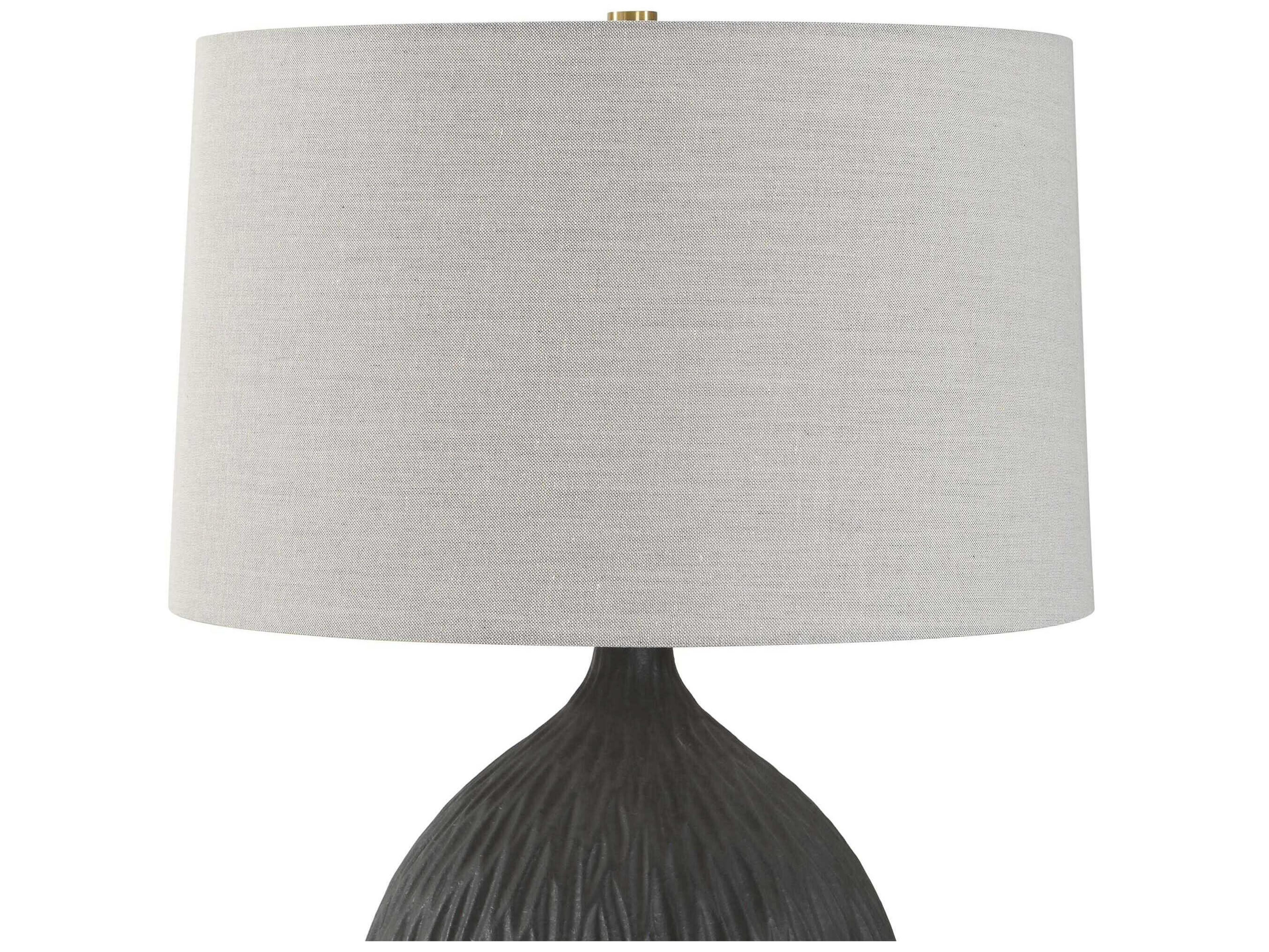 Uttermost Levee Satin Black Slightly Tapered Round Hardback Buffet Lamp