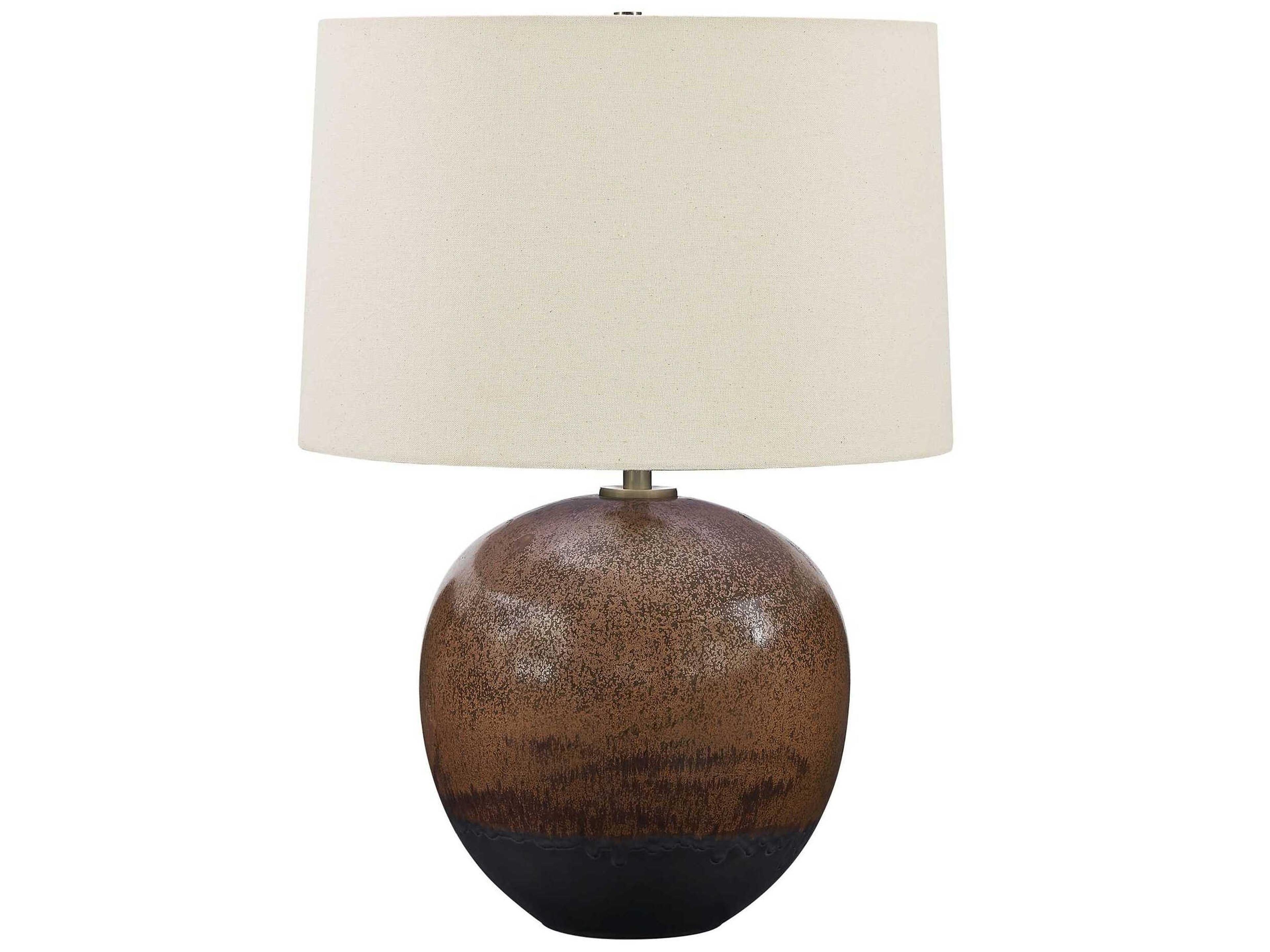 Uttermost Brownell Metallic Rust Brown Round With Liner Bronze Table Lamp