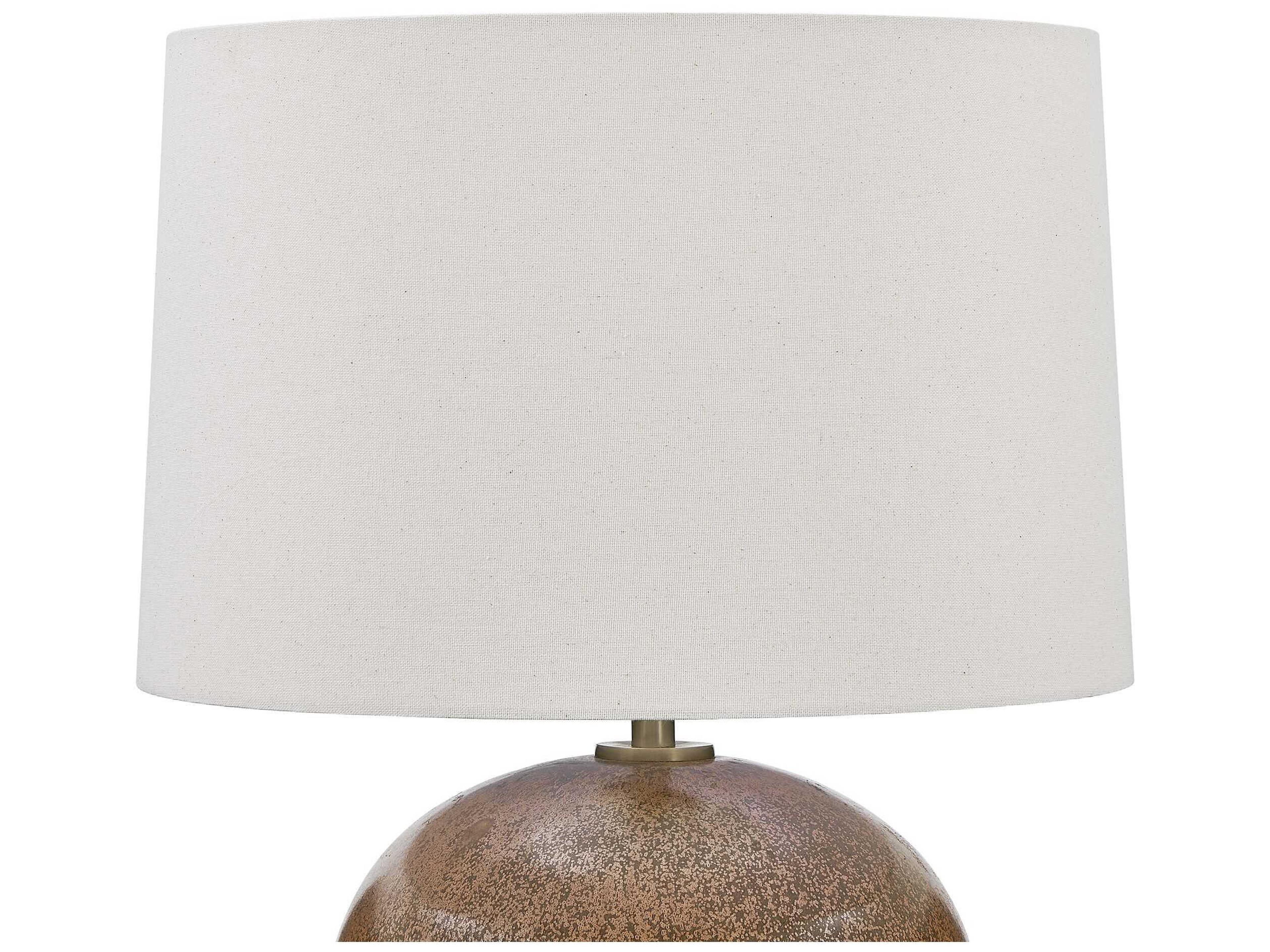 Uttermost Brownell Metallic Rust Brown Round With Liner Bronze Table Lamp