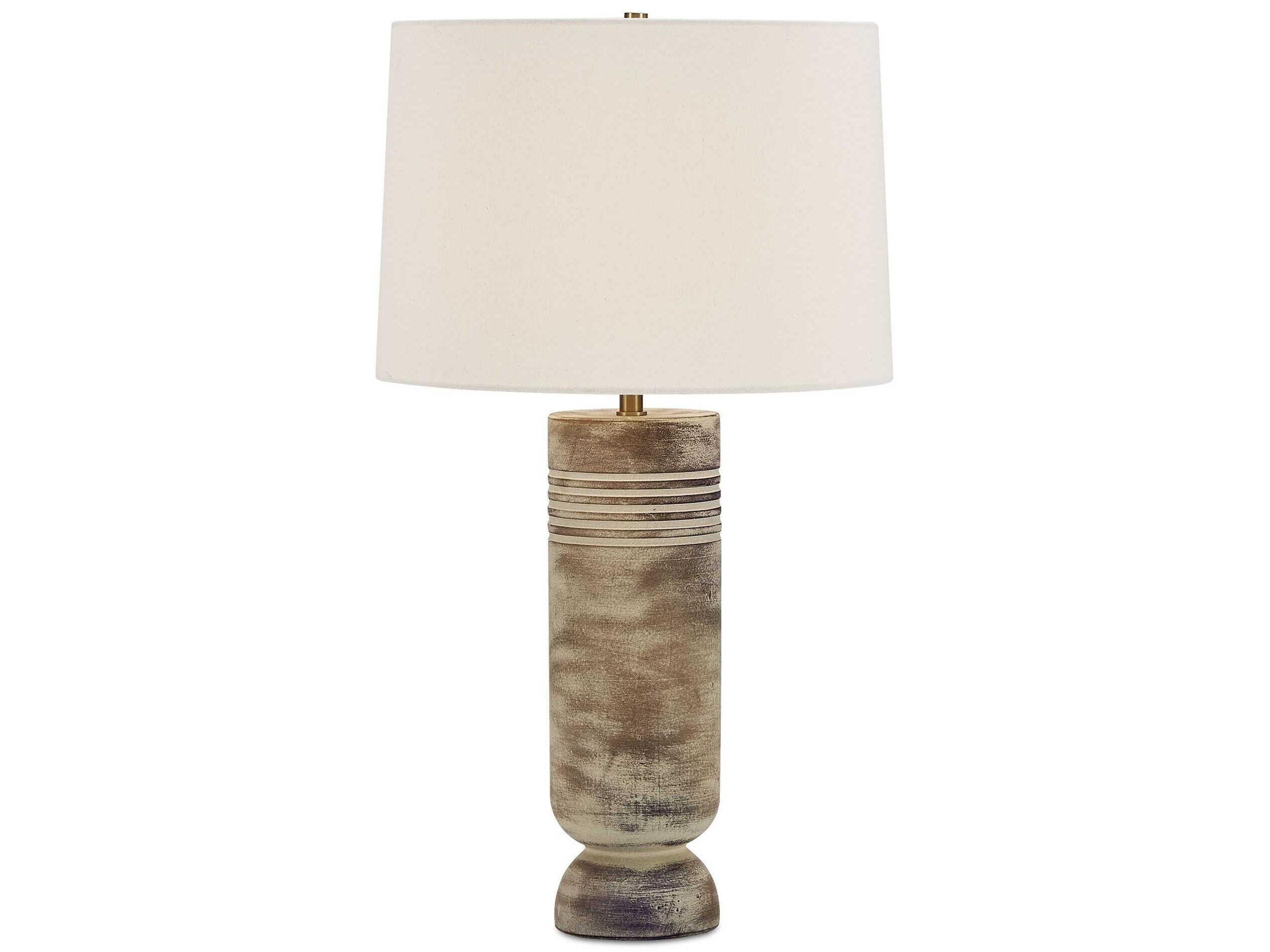 Vale Subtle Gray Wash Round With Liner Brown Buffet Lamp