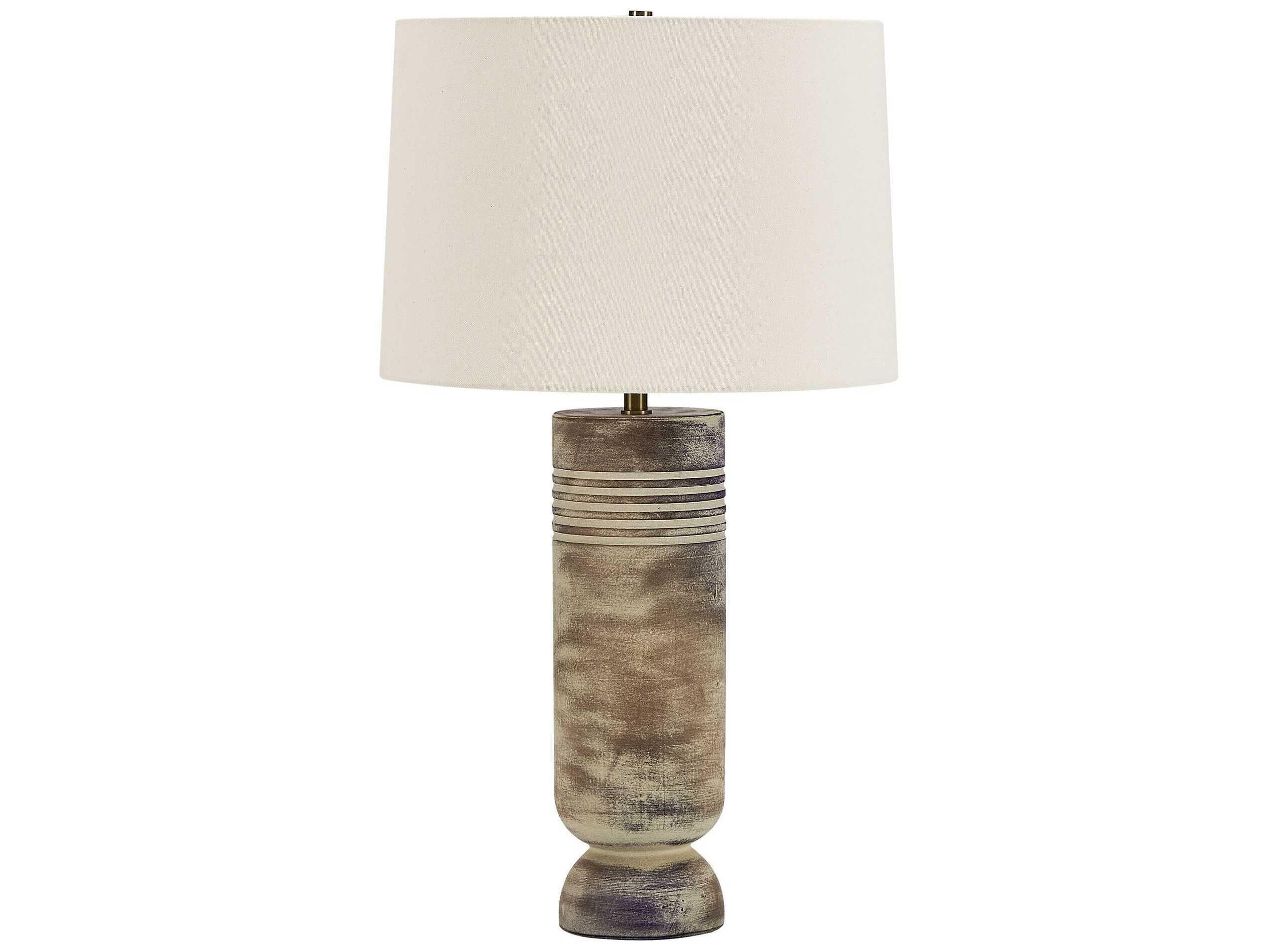 Uttermost Vale Subtle Gray Wash Round With Liner Brown Buffet Lamp