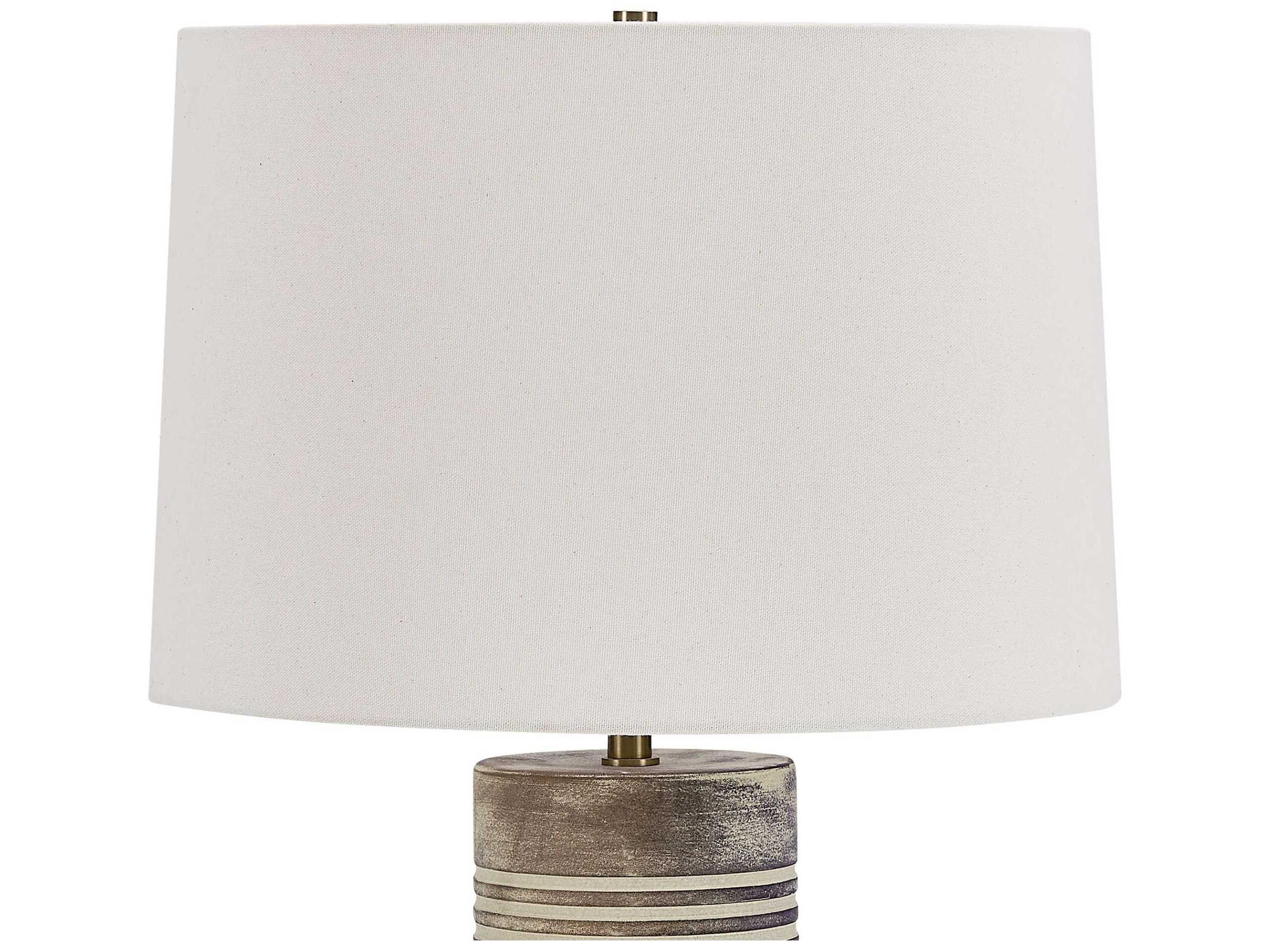 Uttermost Vale Subtle Gray Wash Round With Liner Brown Buffet Lamp