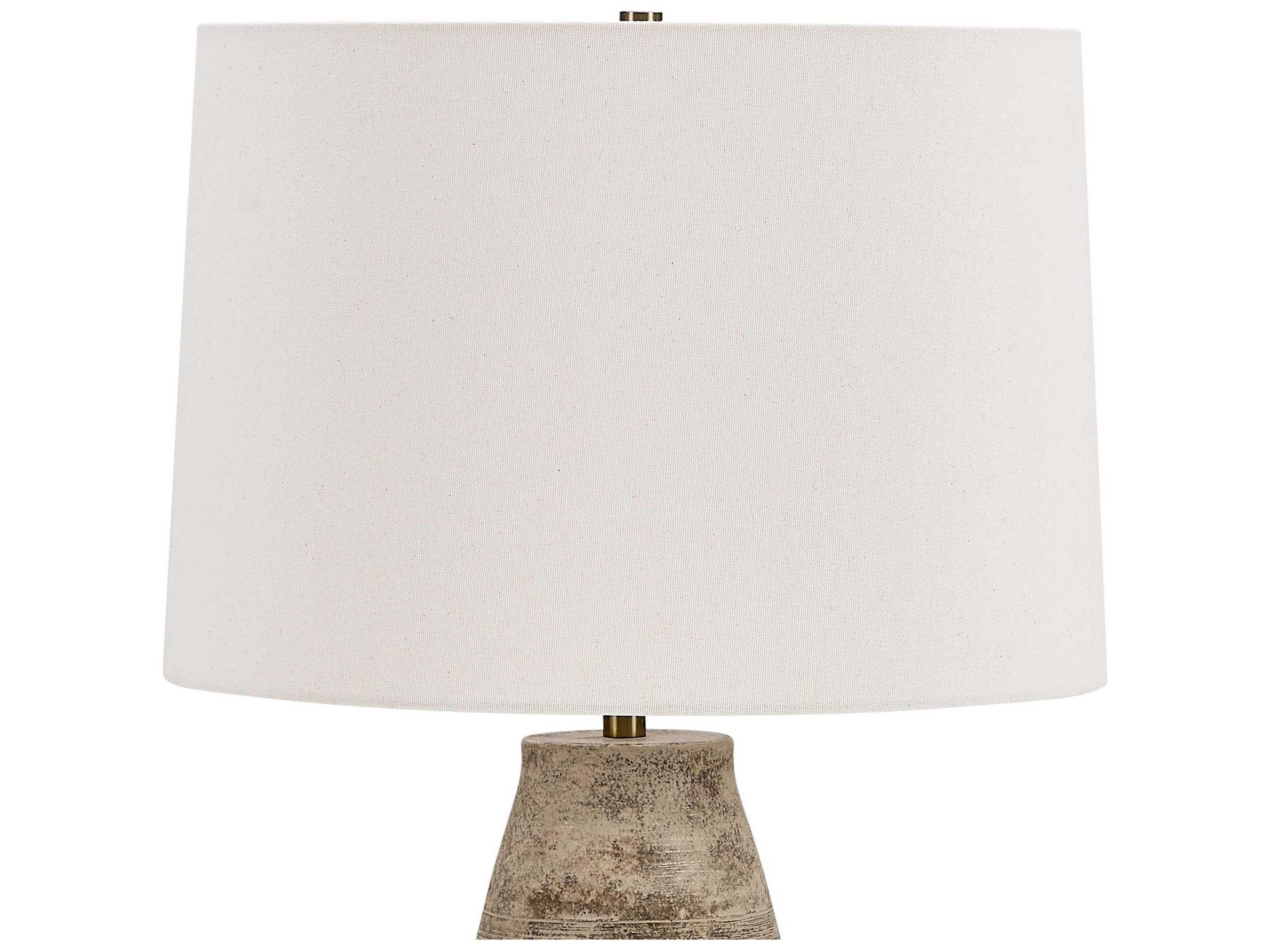 Uttermost Dunford Aged Light Gray Round With Liner Brown Buffet Lamp