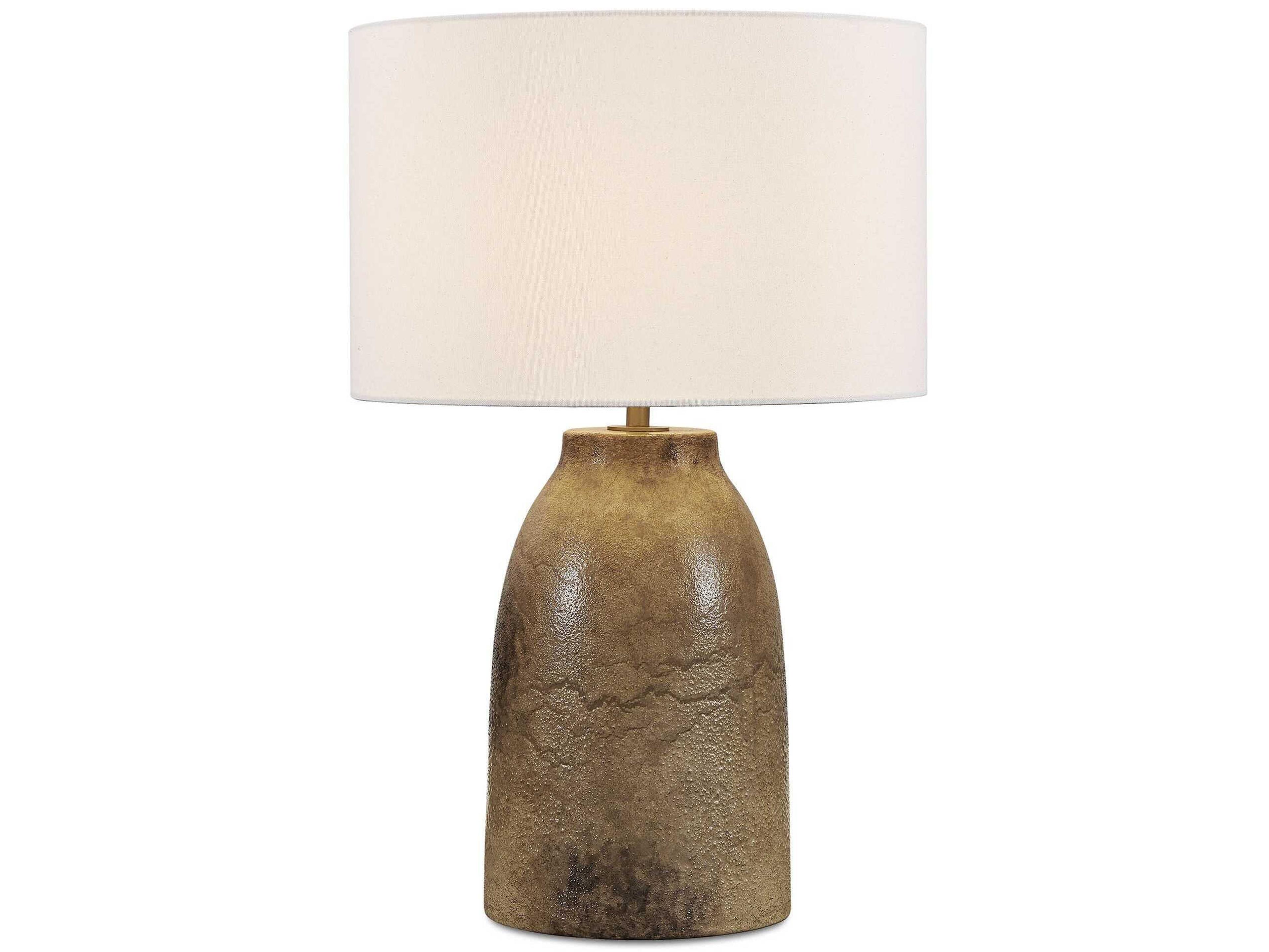 Harris Mottled Brown Drum With Liner Buffet Lamp