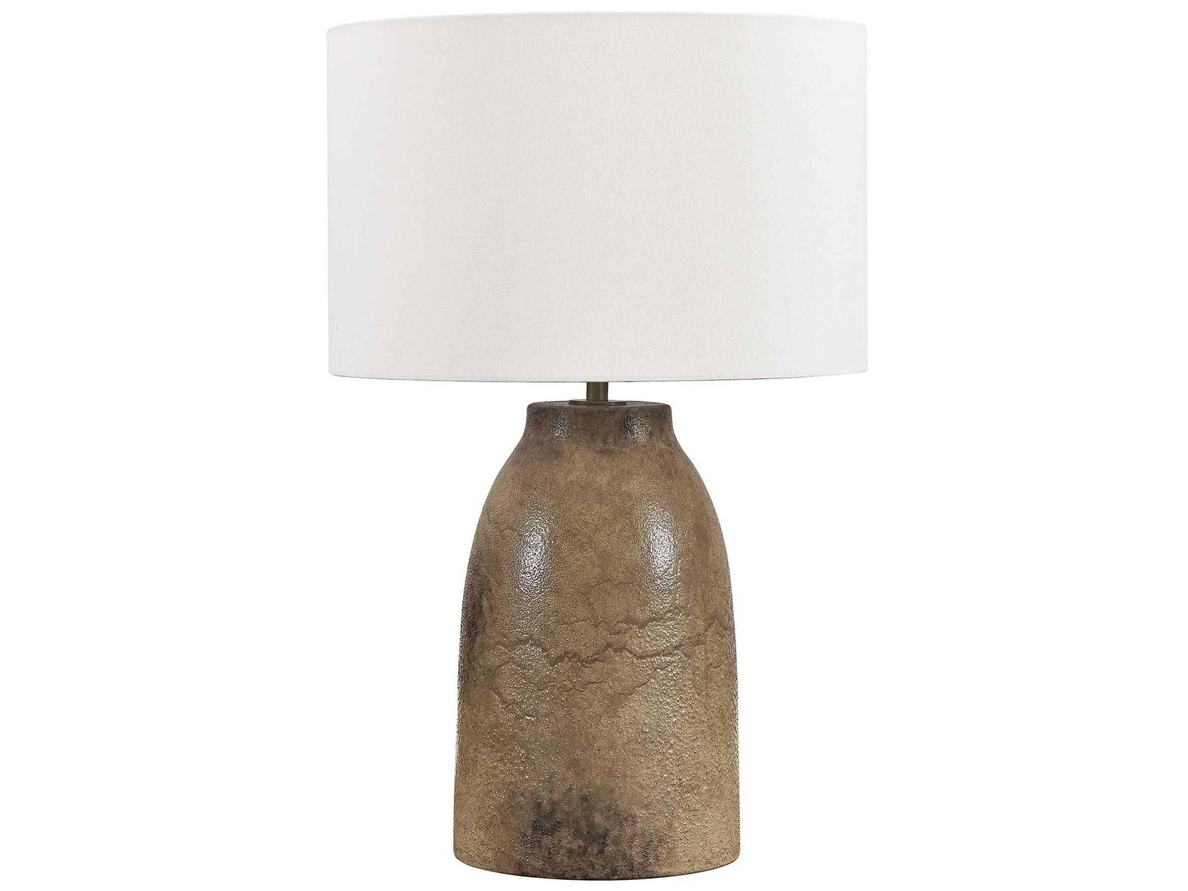 Uttermost Harris Mottled Brown Drum With Liner Buffet Lamp