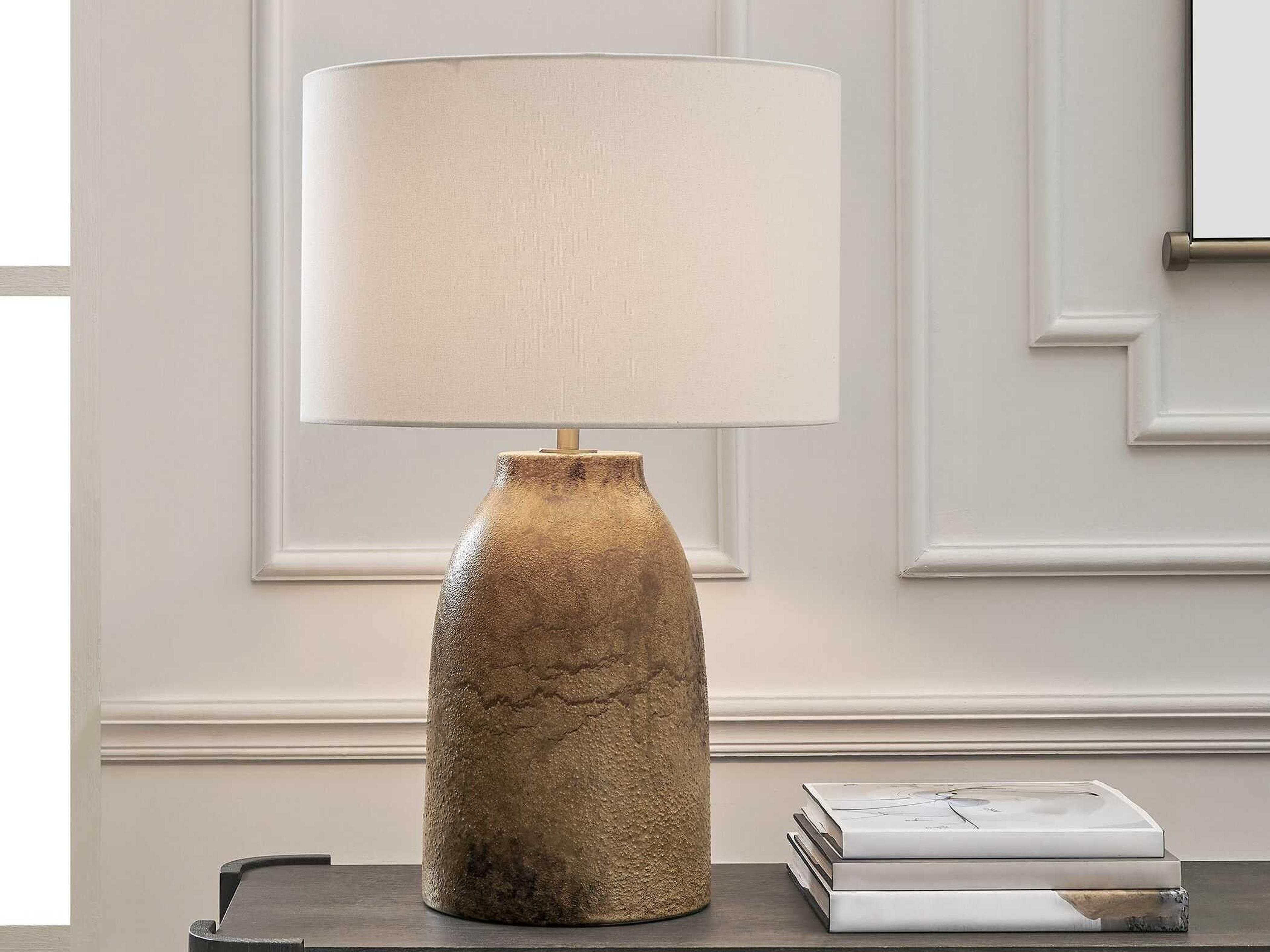 Uttermost Harris Mottled Brown Drum With Liner Buffet Lamp