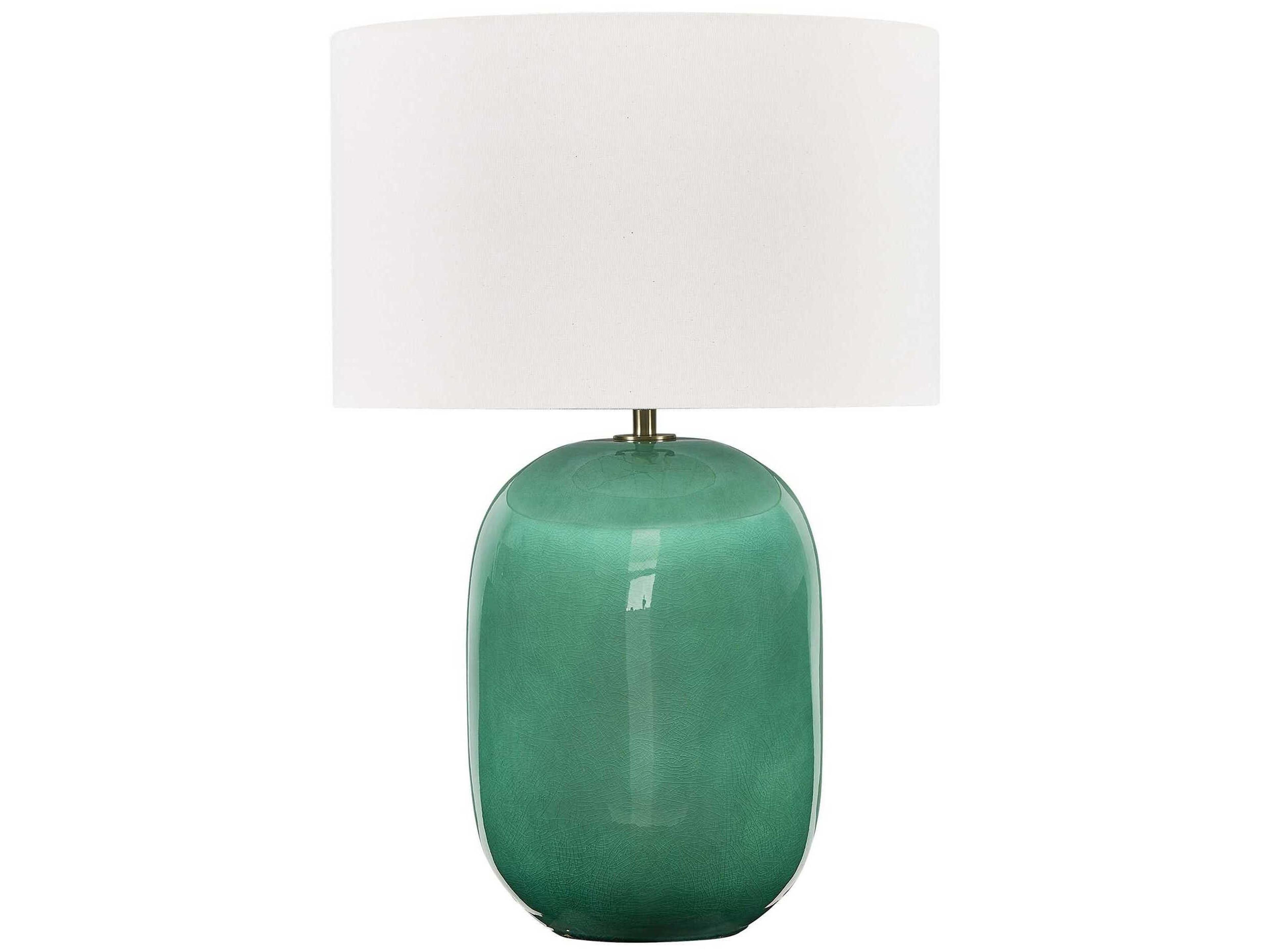 Uttermost Hollis Teal Drum With Liner Green Buffet Lamp