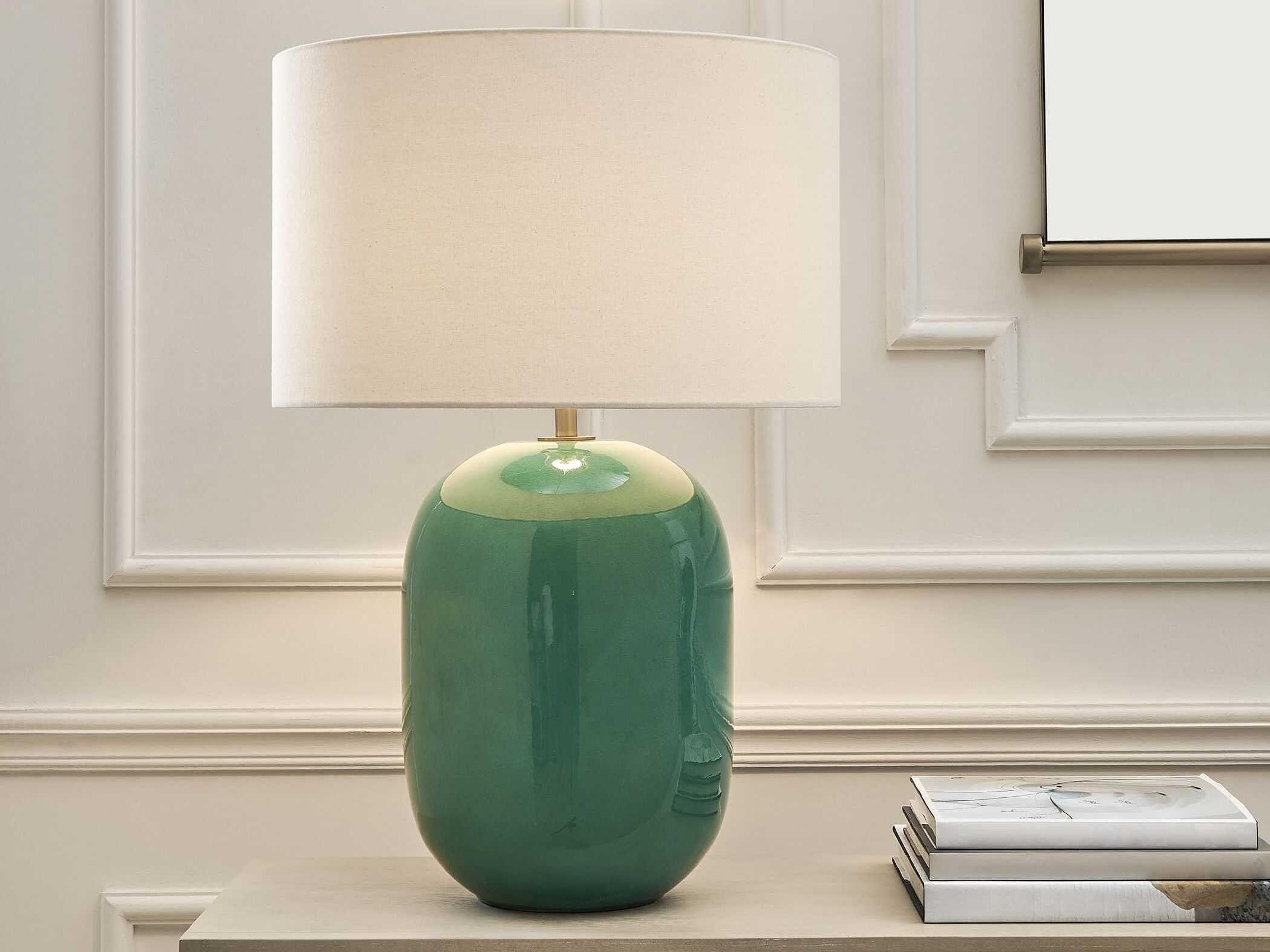 Uttermost Hollis Teal Drum With Liner Green Buffet Lamp