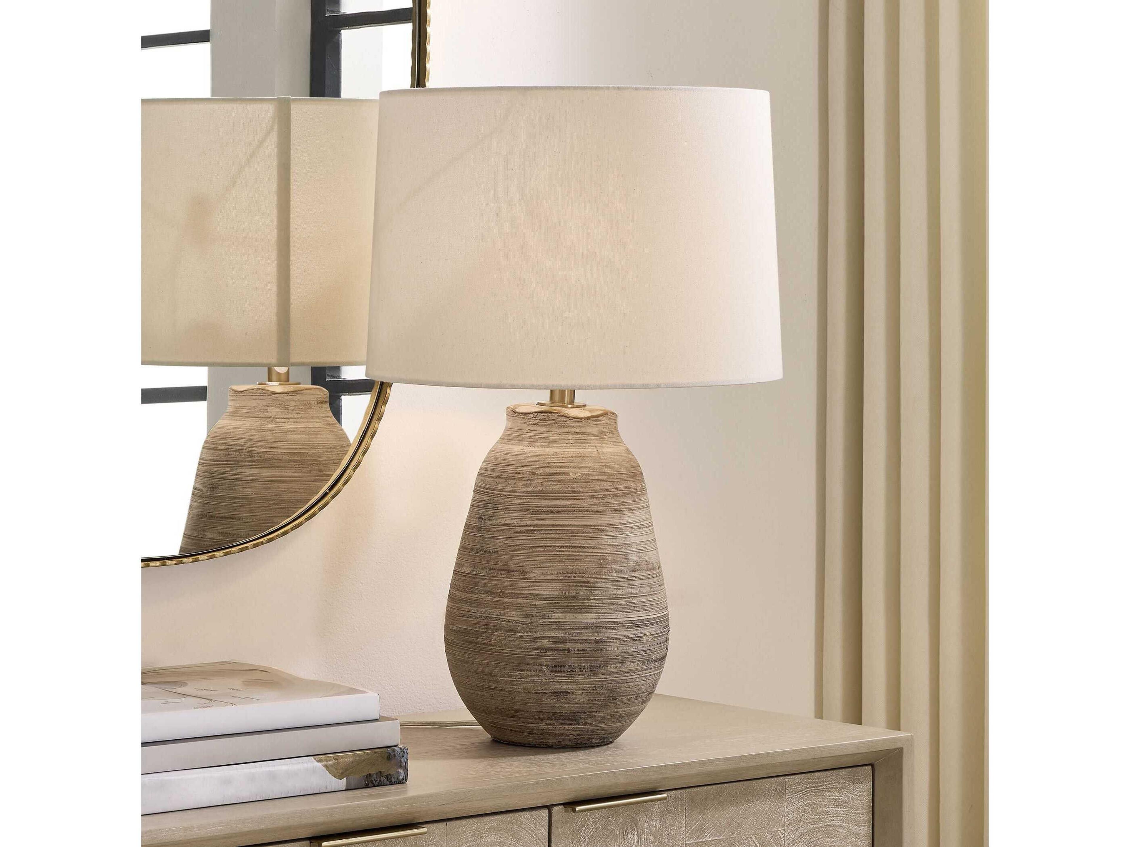 Uttermost Tonachio Rustic Dark Brown Round With Liner Buffet Lamp