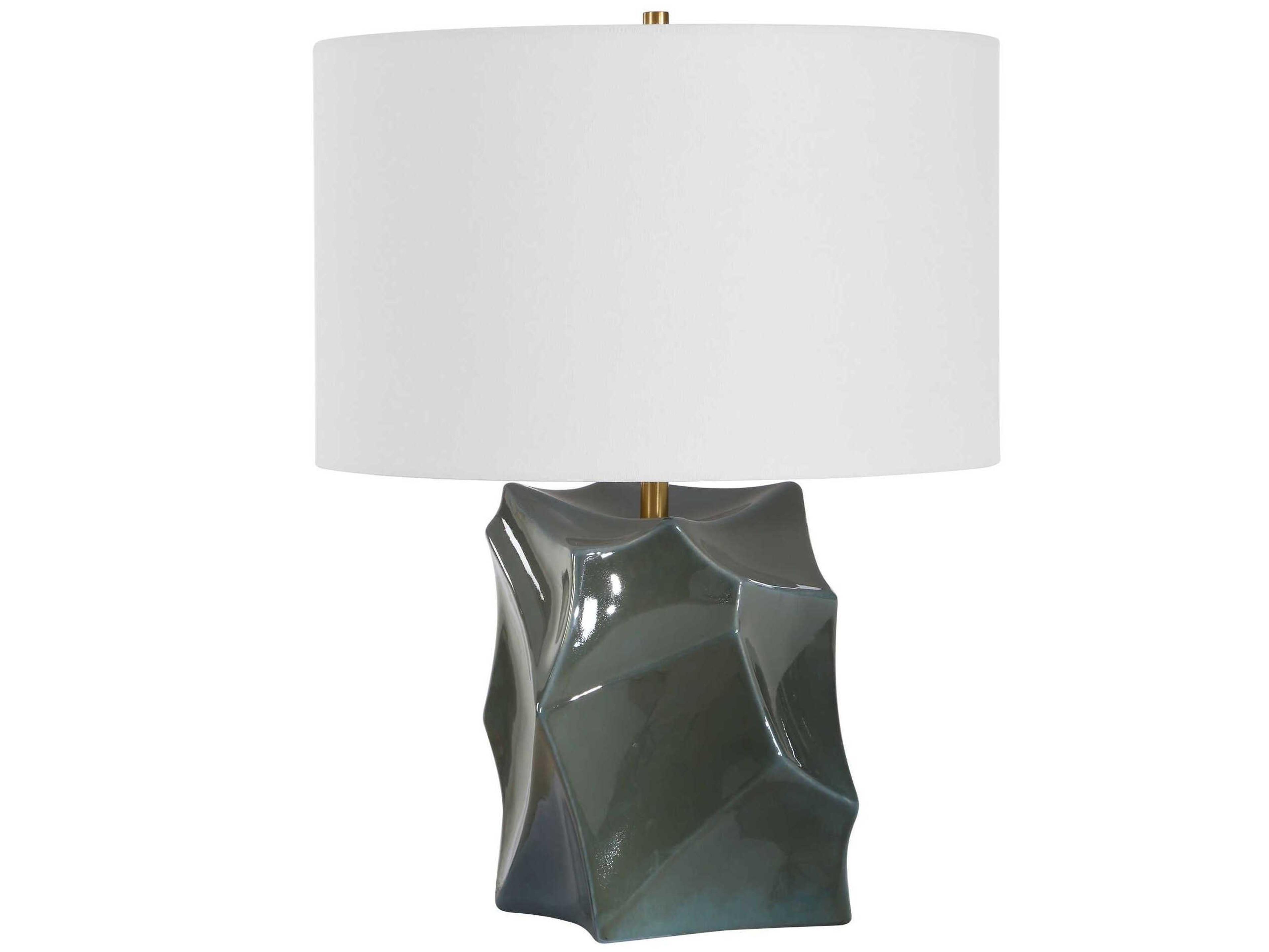 Uttermost Prisma Dark Teal Round Drum Hardback Blue Buffet Lamp