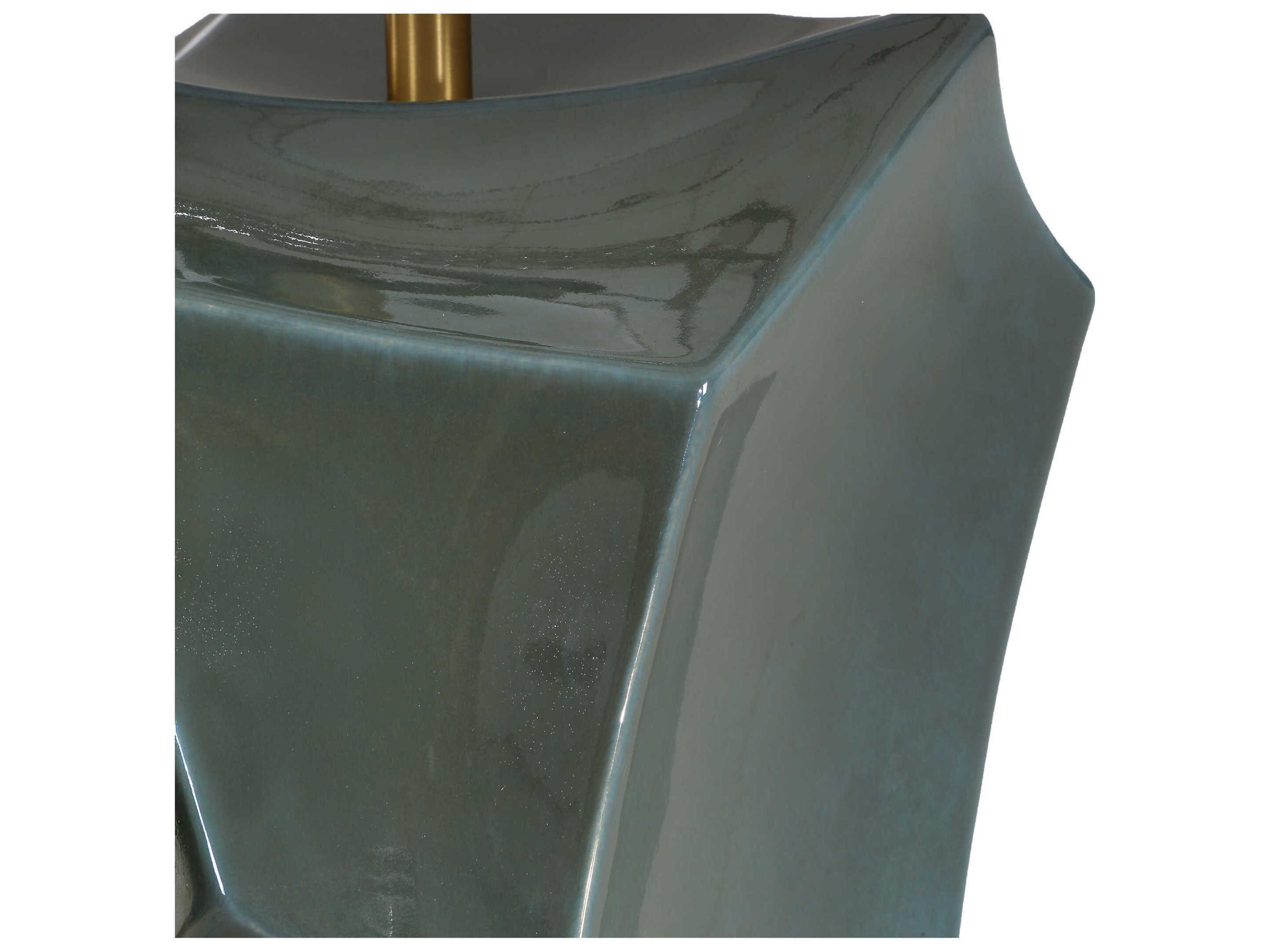 Uttermost Prisma Dark Teal Round Drum Hardback Blue Buffet Lamp