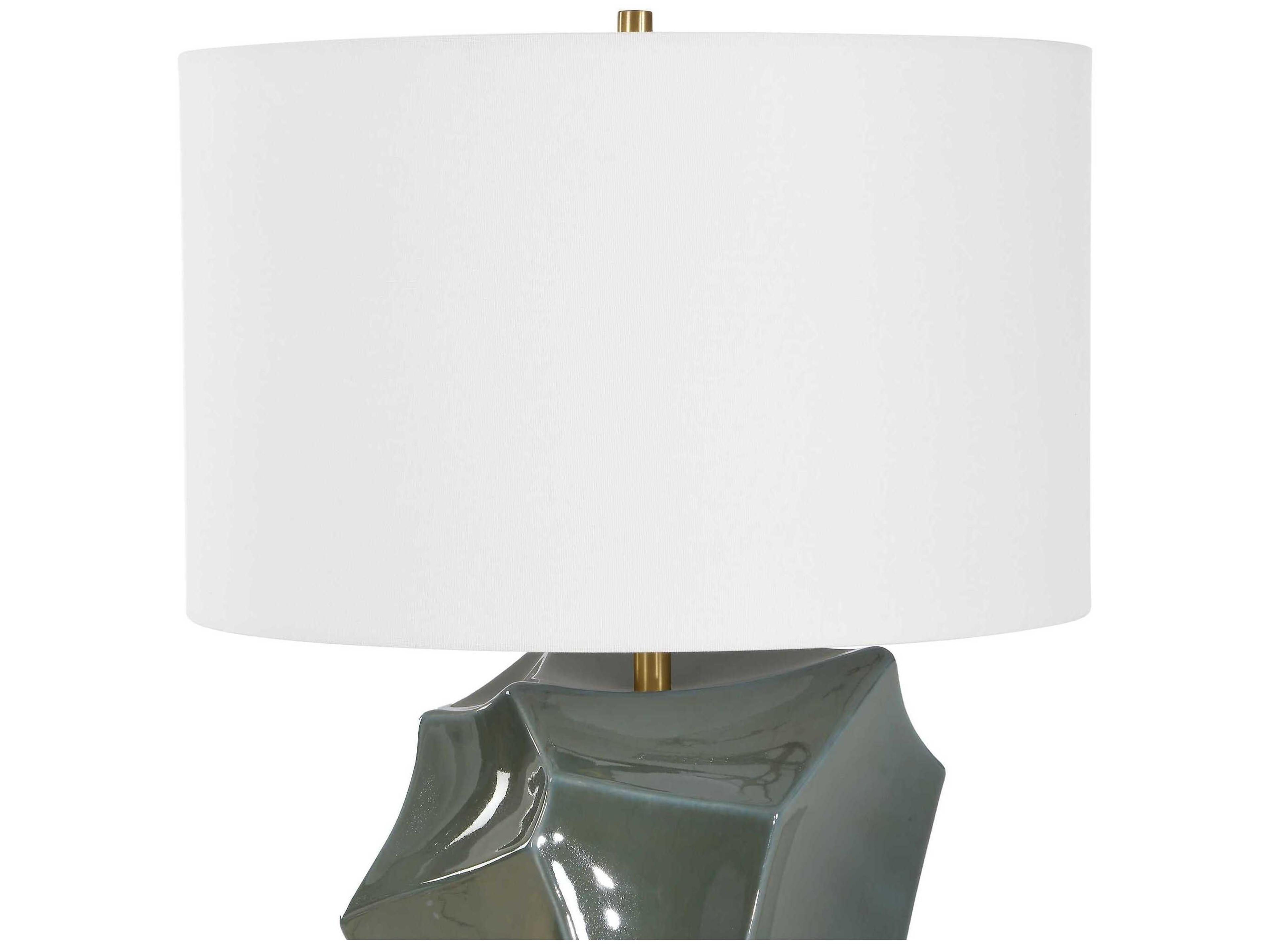 Uttermost Prisma Dark Teal Round Drum Hardback Blue Buffet Lamp