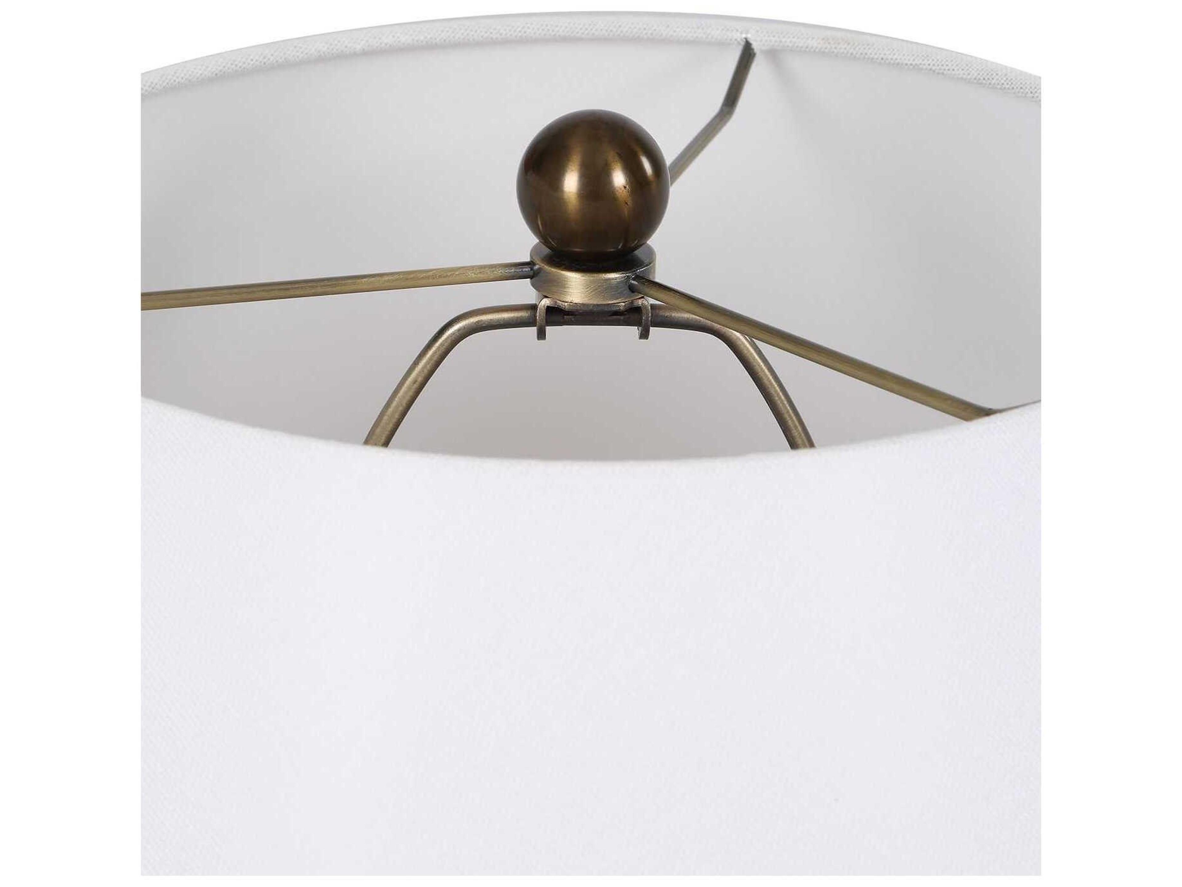 Uttermost Irena Glossy White Round Drum Hardback Buffet Lamp