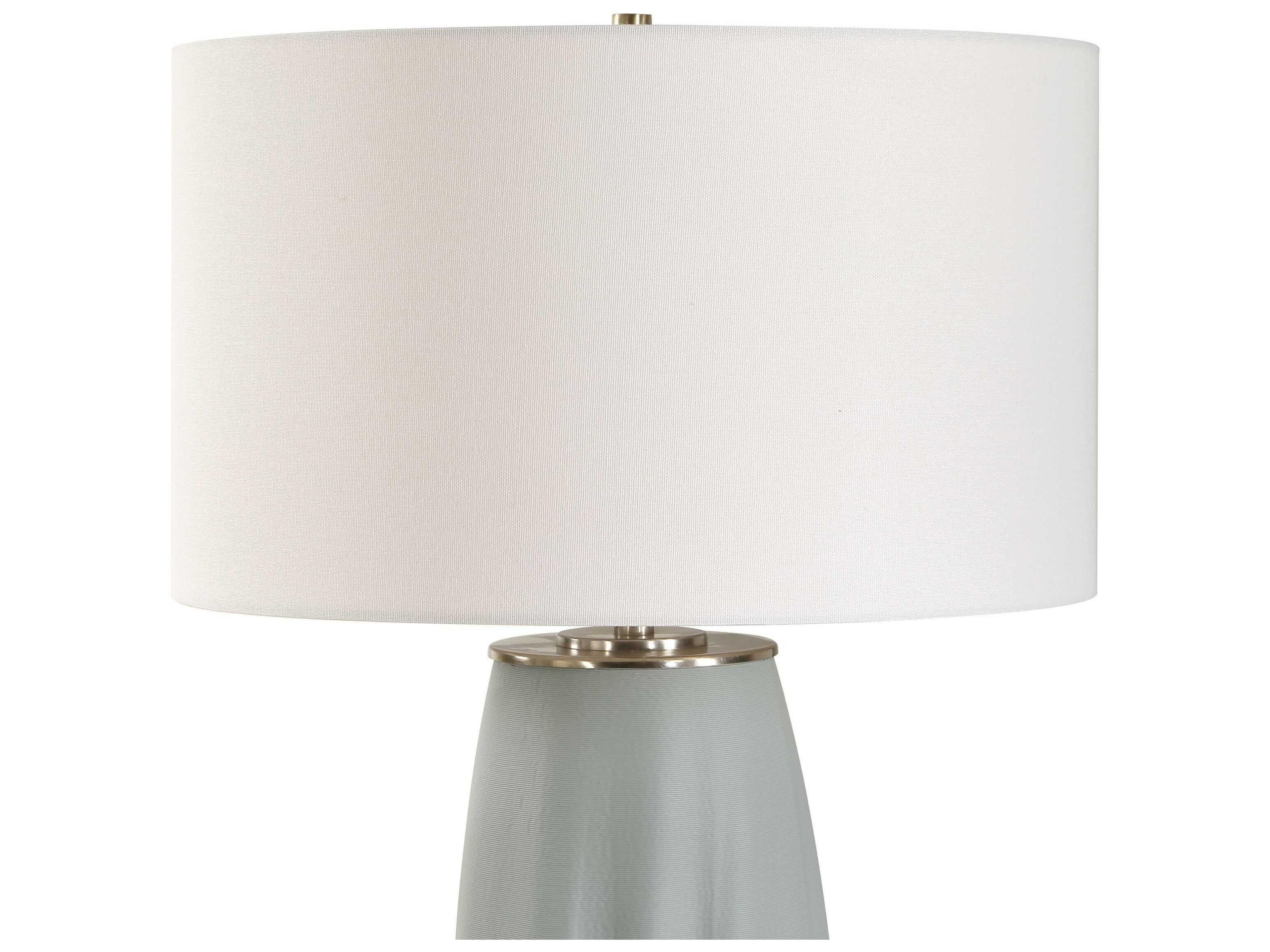 Uttermost Cover Up Muted Light Blue Drum Hardback Rolled Edge Buffet Lamp