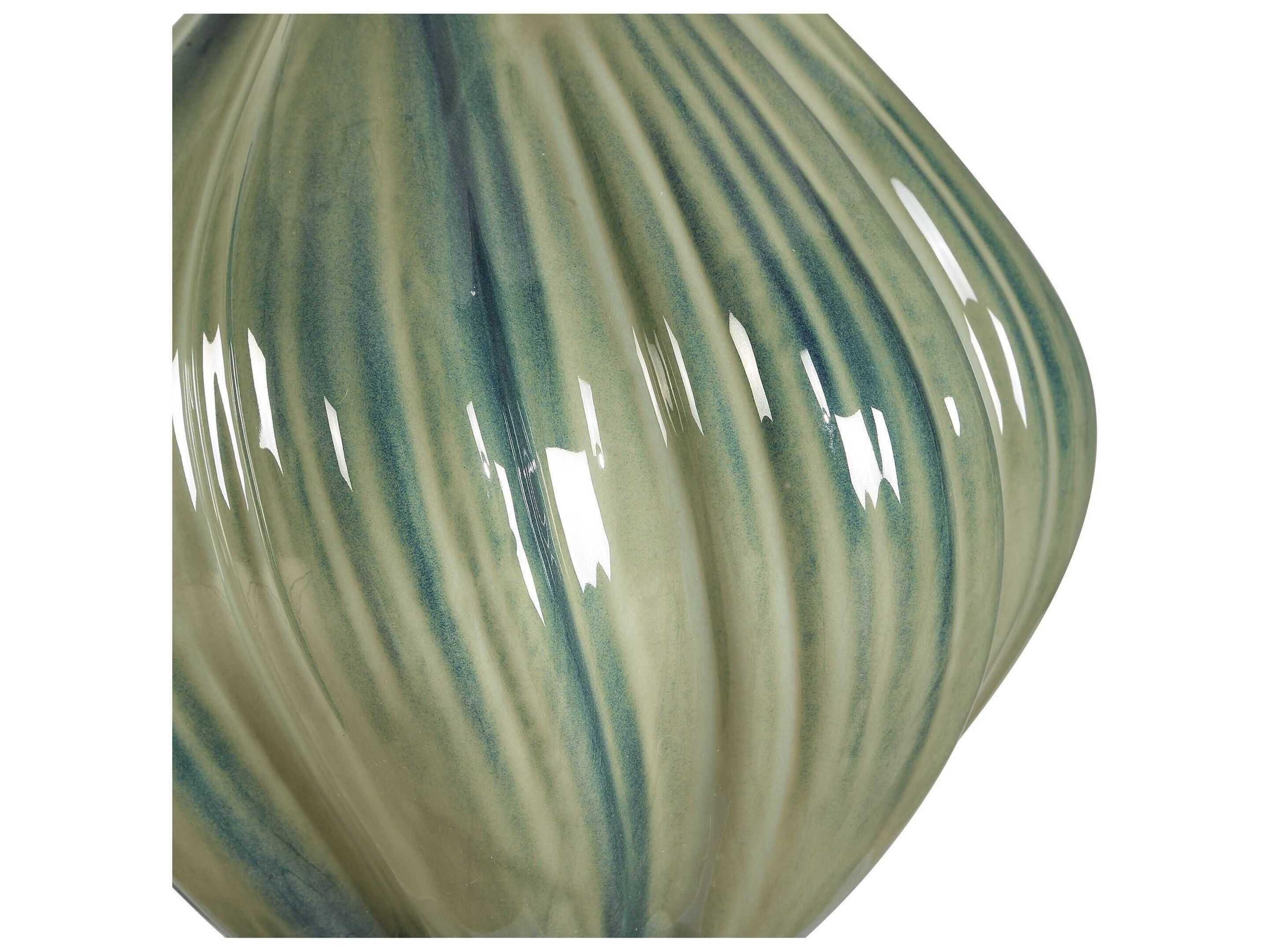 Uttermost Tausha Muted Green Blue Drum Hardback Rolled Edge Buffet Lamp