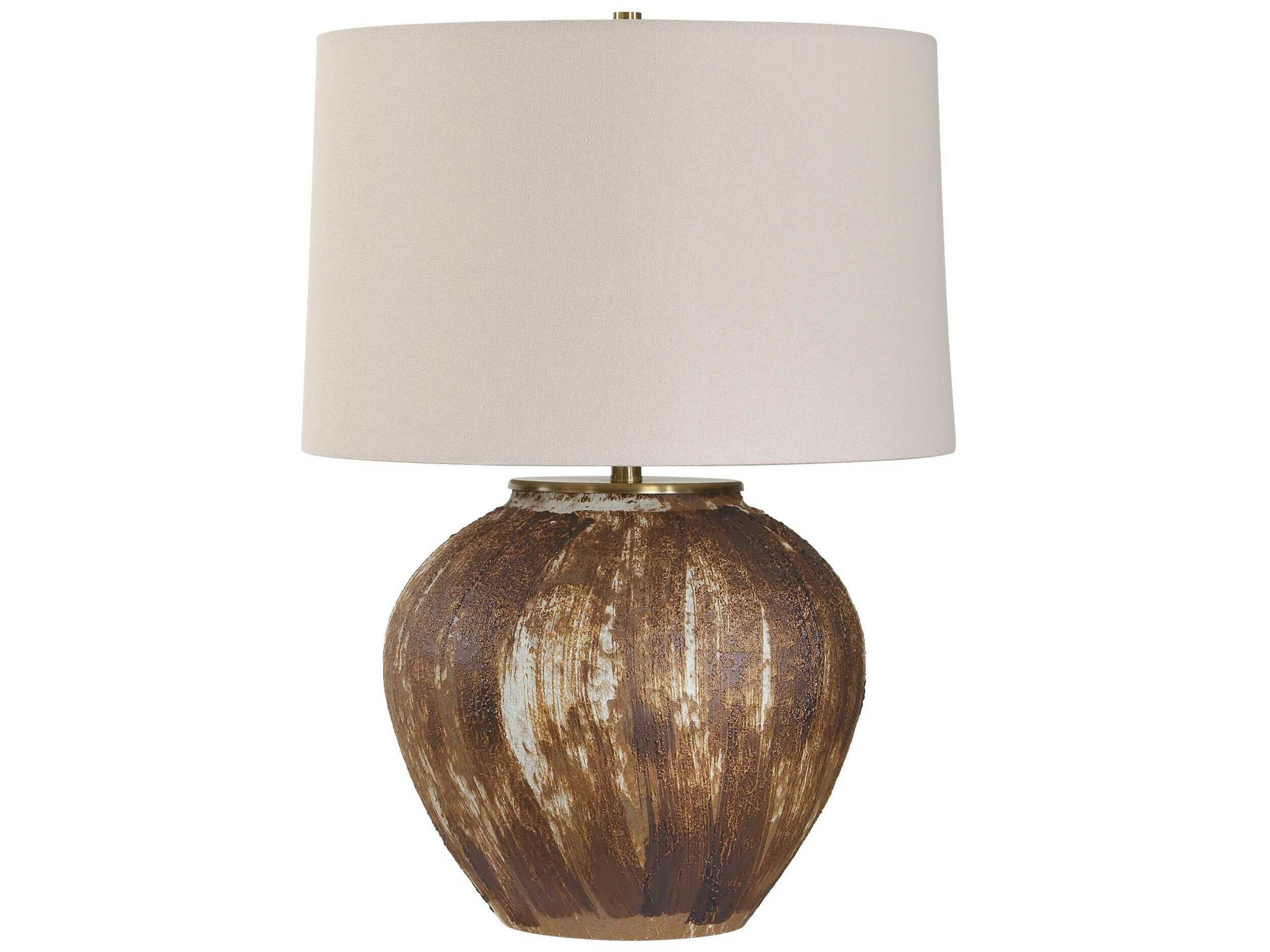 Uttermost McKinley Chocolate Brown Round Hardback Table Lamp