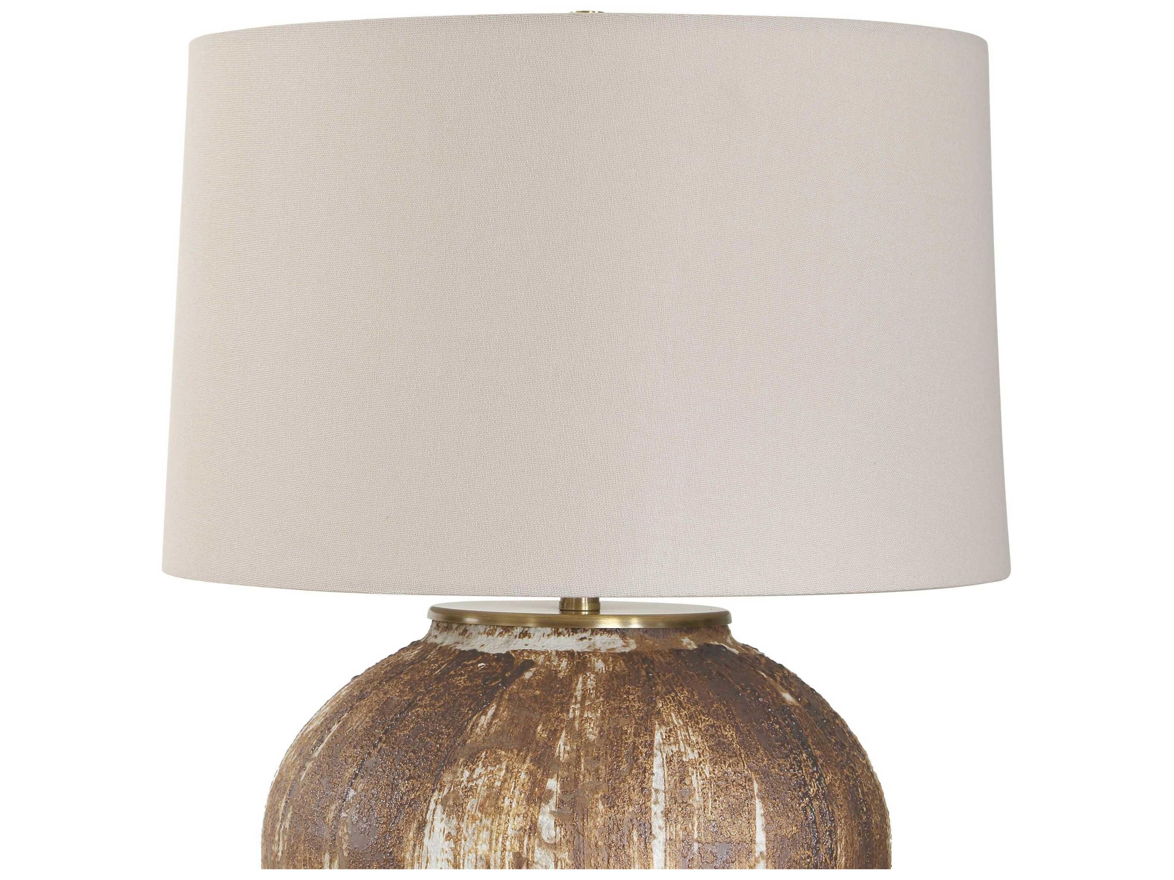 Uttermost McKinley Chocolate Brown Round Hardback Table Lamp
