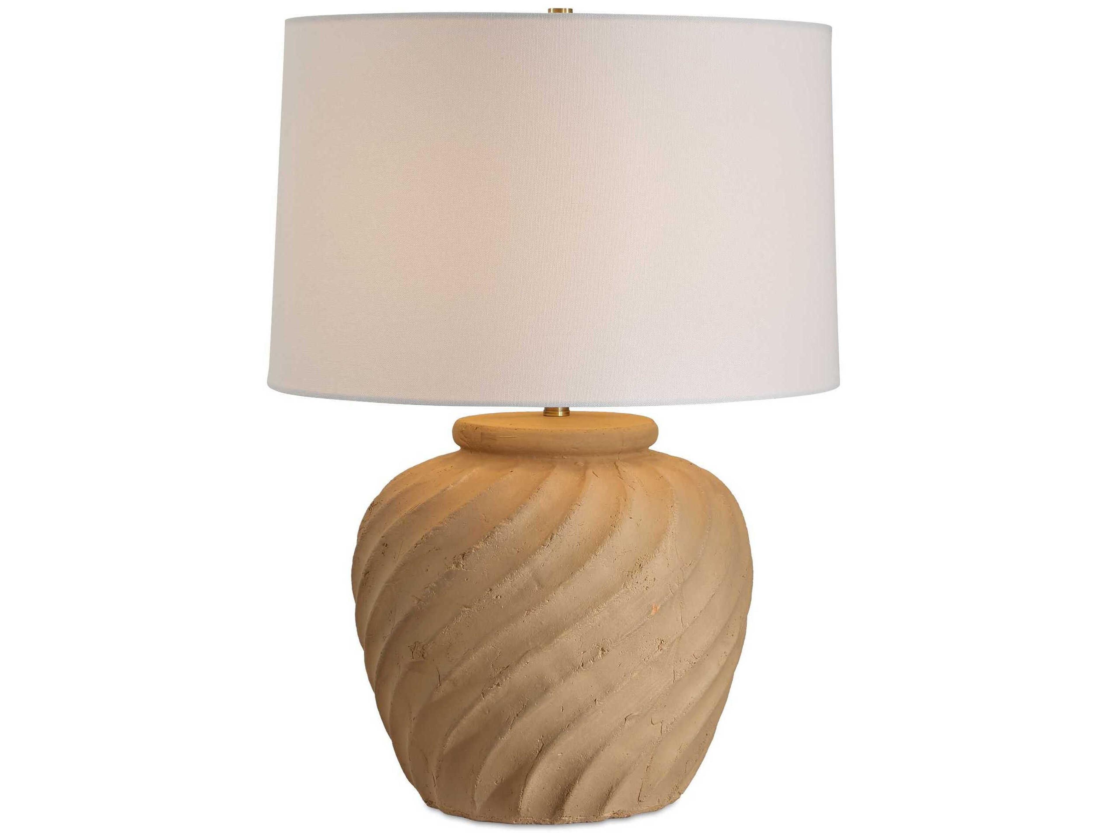 Farai Natural Round Hardback Brown Table Lamp