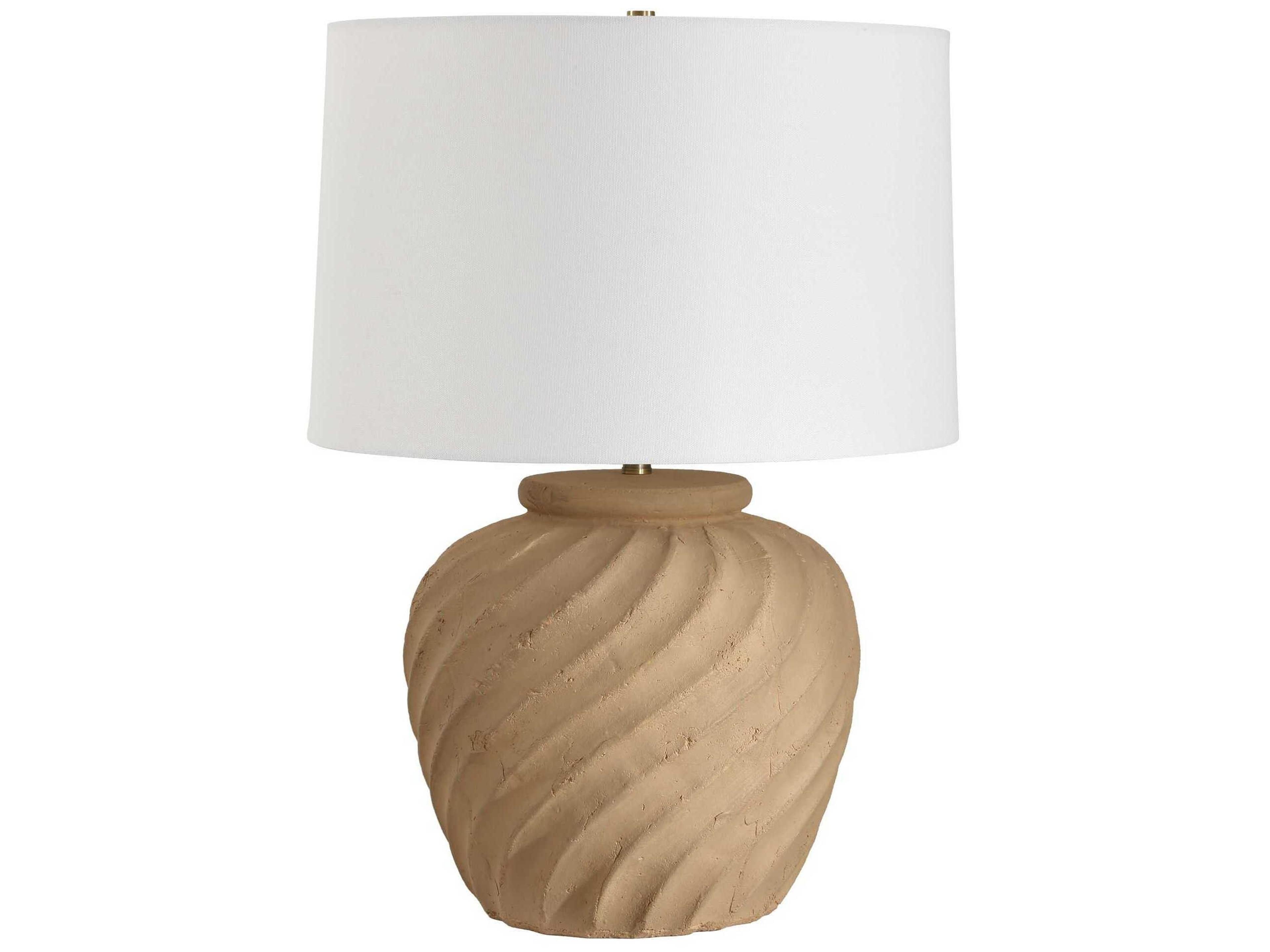 Uttermost Farai Natural Round Hardback Brown Table Lamp