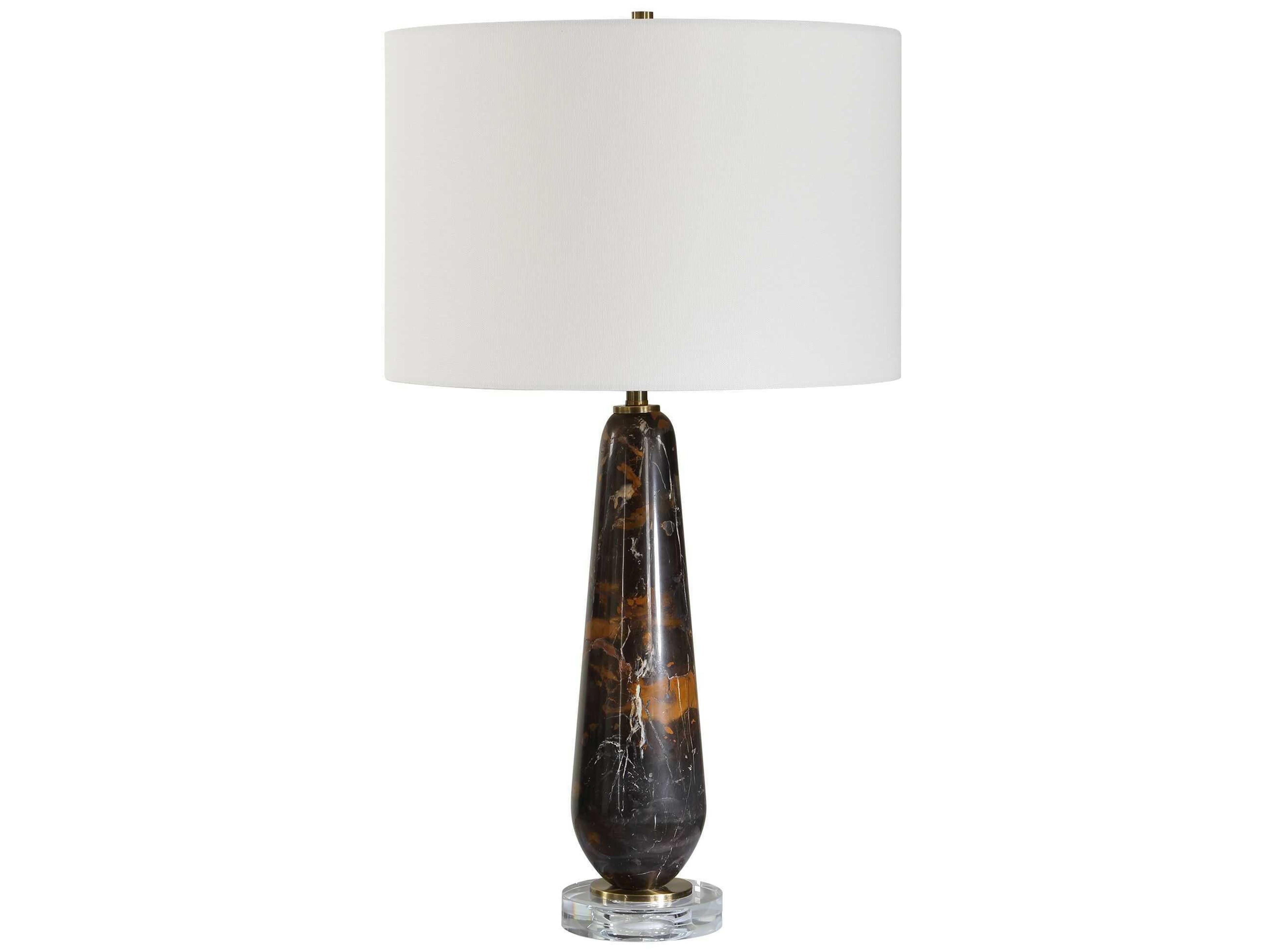 Uttermost Dames Chocolate Brown Round Drum Hardback Black Buffet Lamp