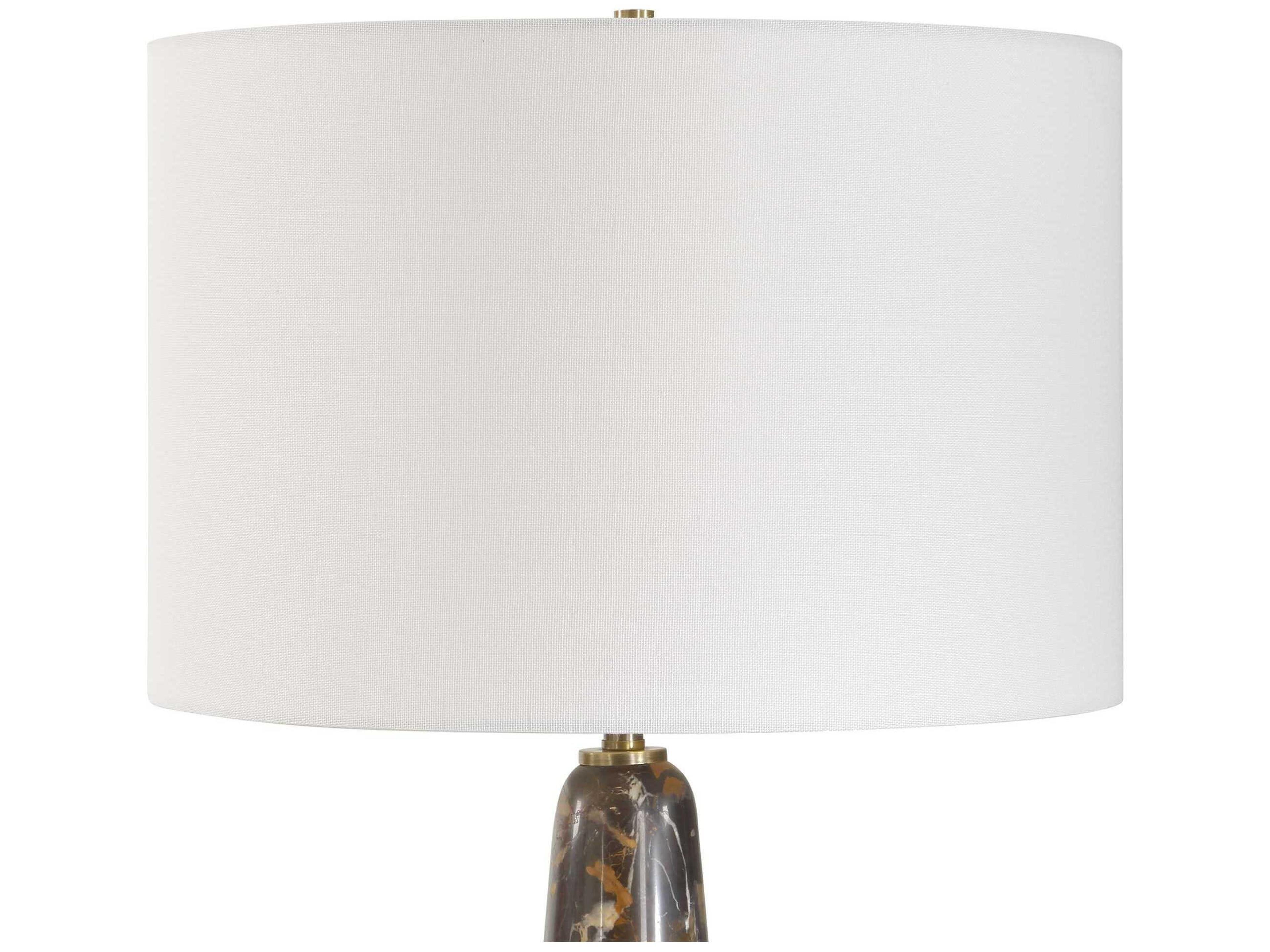 Uttermost Dames Chocolate Brown Round Drum Hardback Black Buffet Lamp