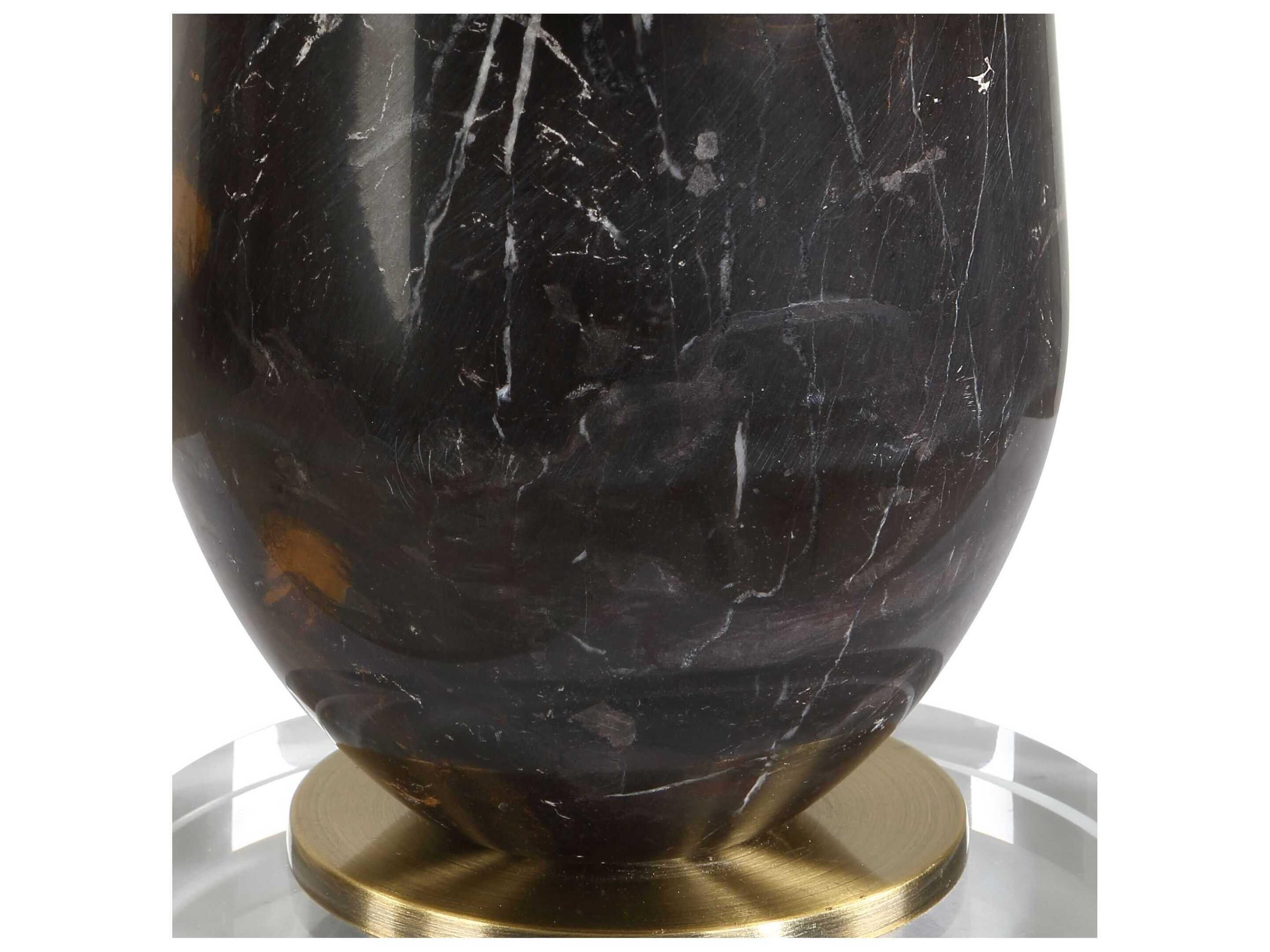 Uttermost Dames Chocolate Brown Round Drum Hardback Black Buffet Lamp