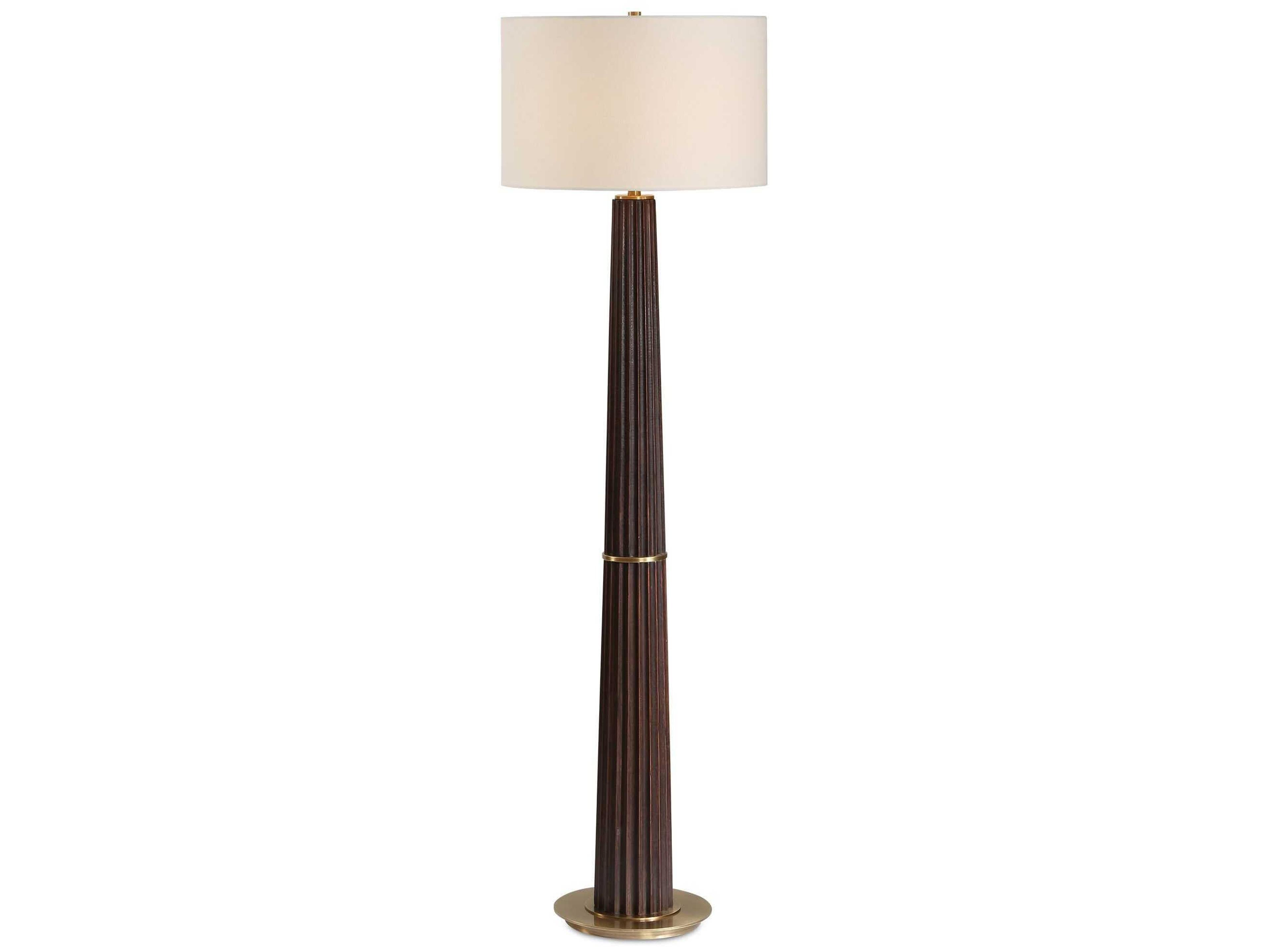 Forage Dark Oak Stain Drum Hardback Brown Floor Lamp