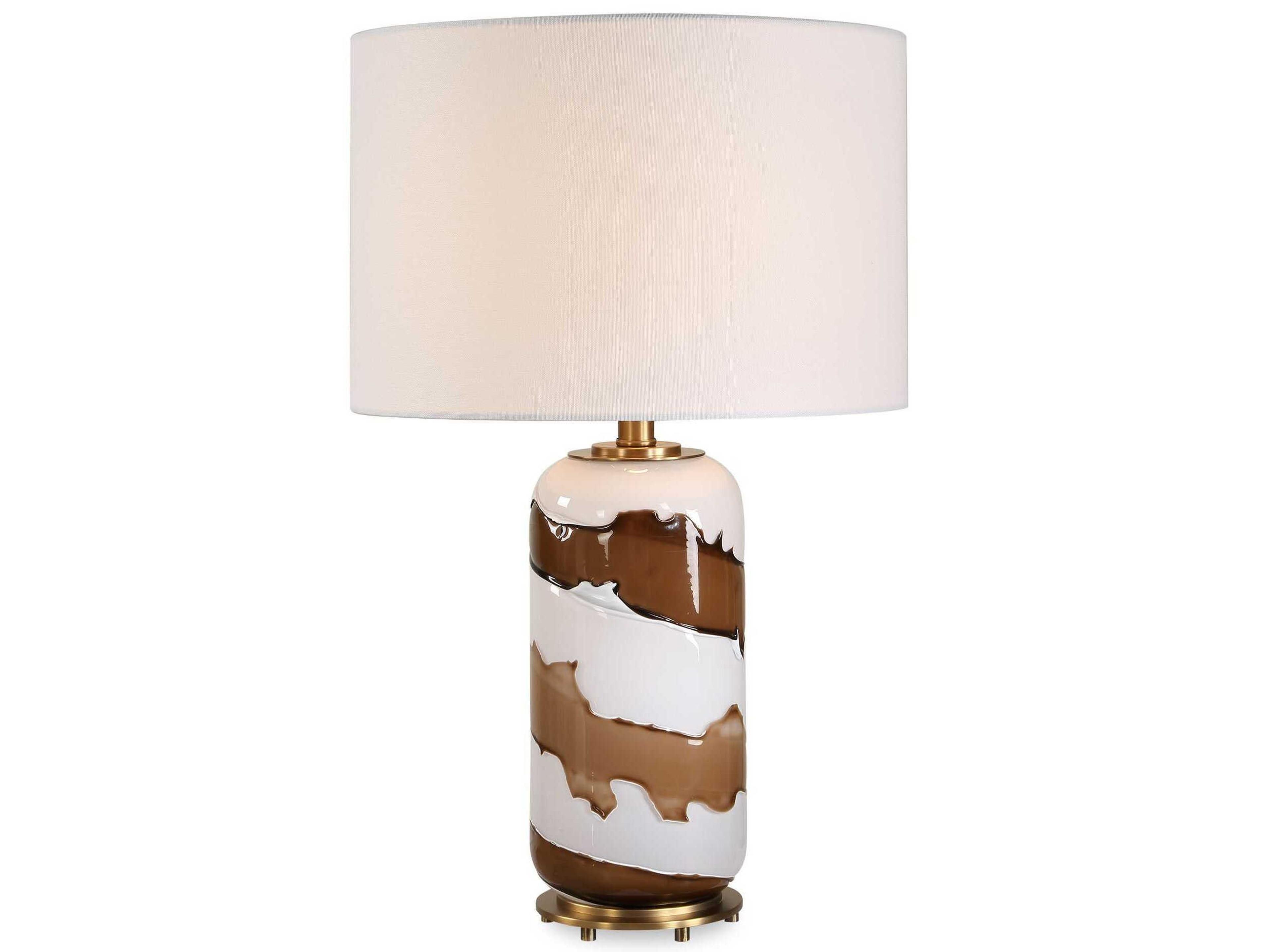 Ararat White Brown Round Hardback Buffet Lamp