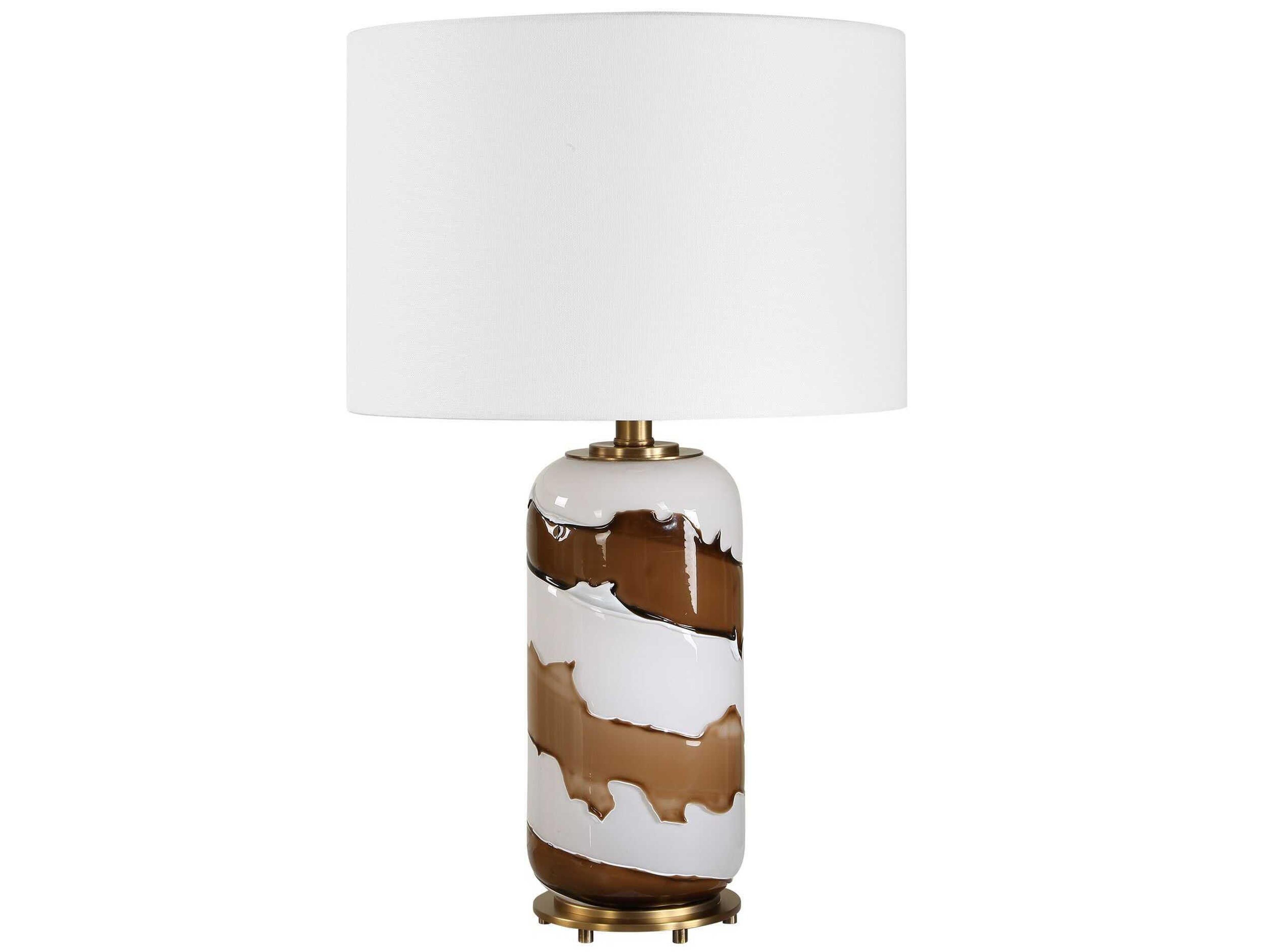 Uttermost Ararat White Brown Round Hardback Buffet Lamp