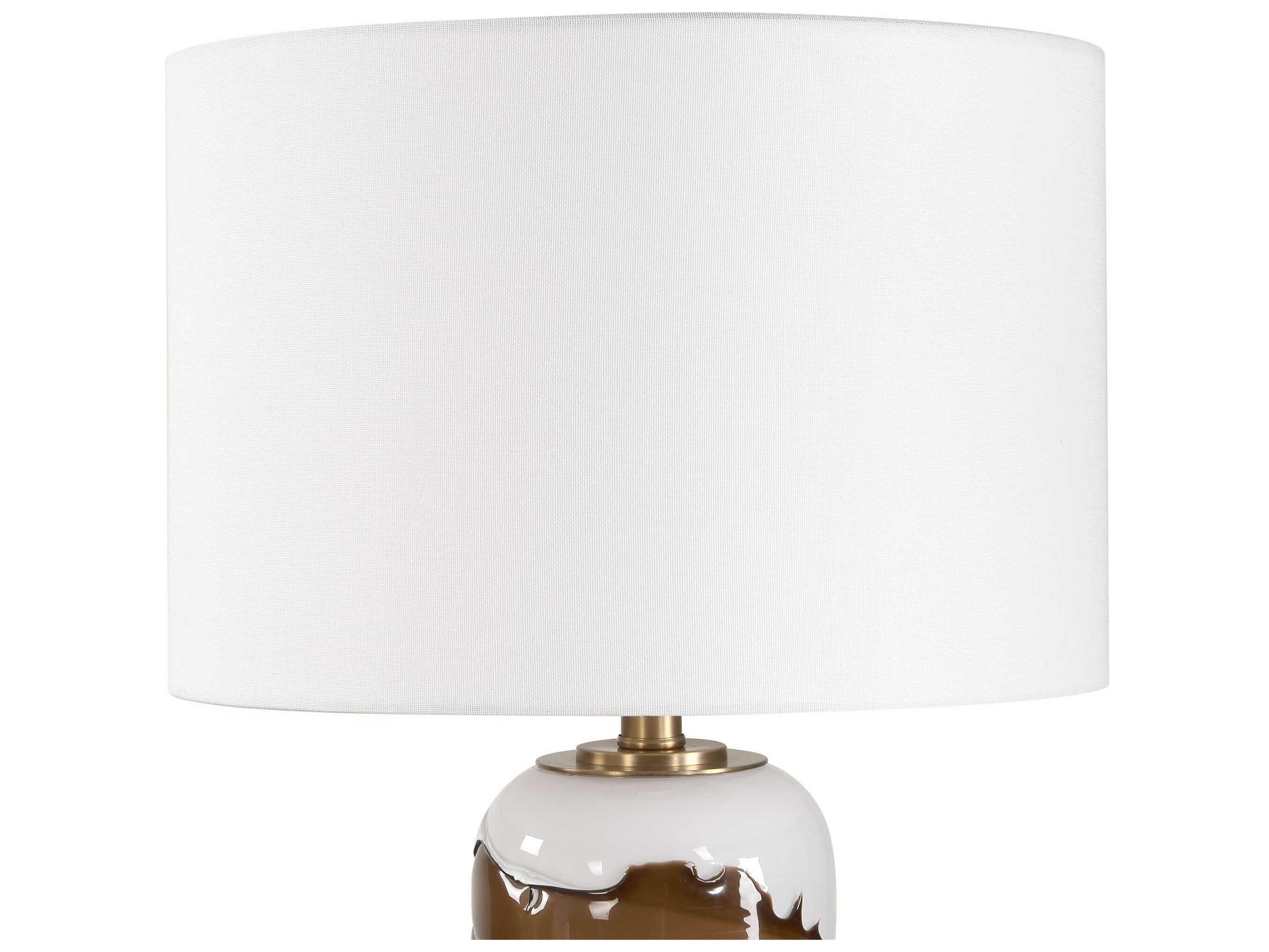 Uttermost Ararat White Brown Round Hardback Buffet Lamp