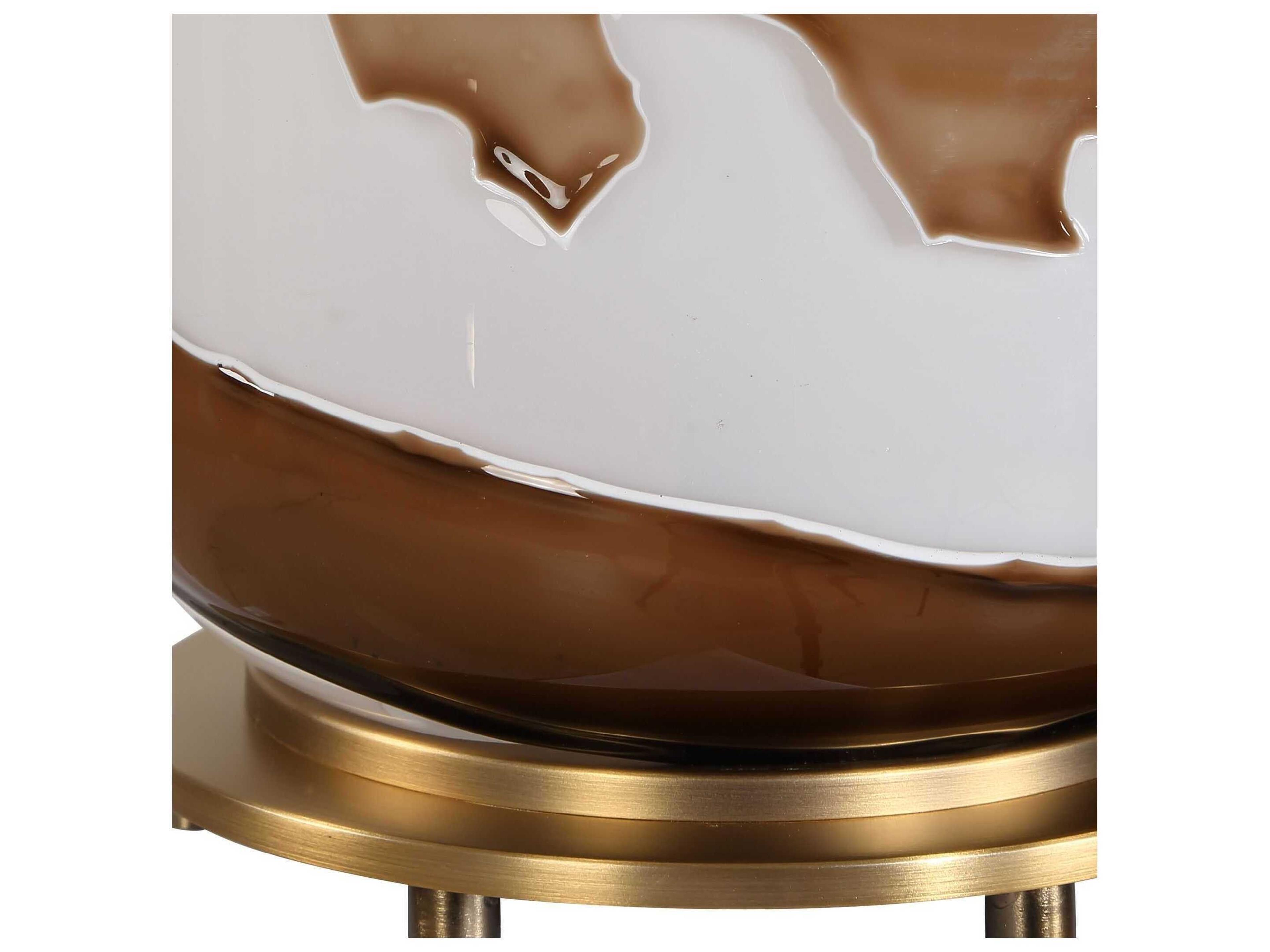 Uttermost Ararat White Brown Round Hardback Buffet Lamp