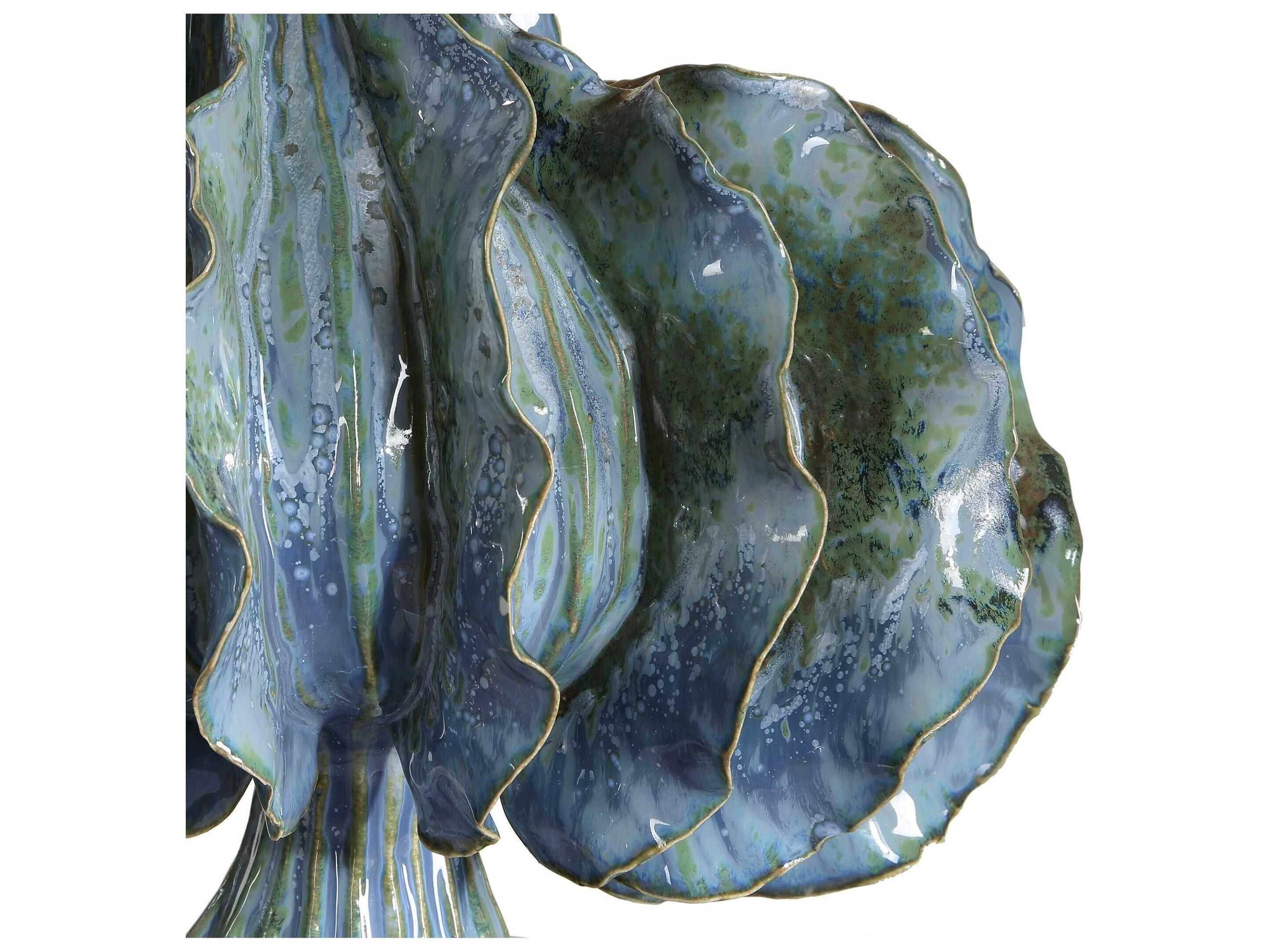 Uttermost Ruffle Up Blue Green Oval Hardback Table Lamp