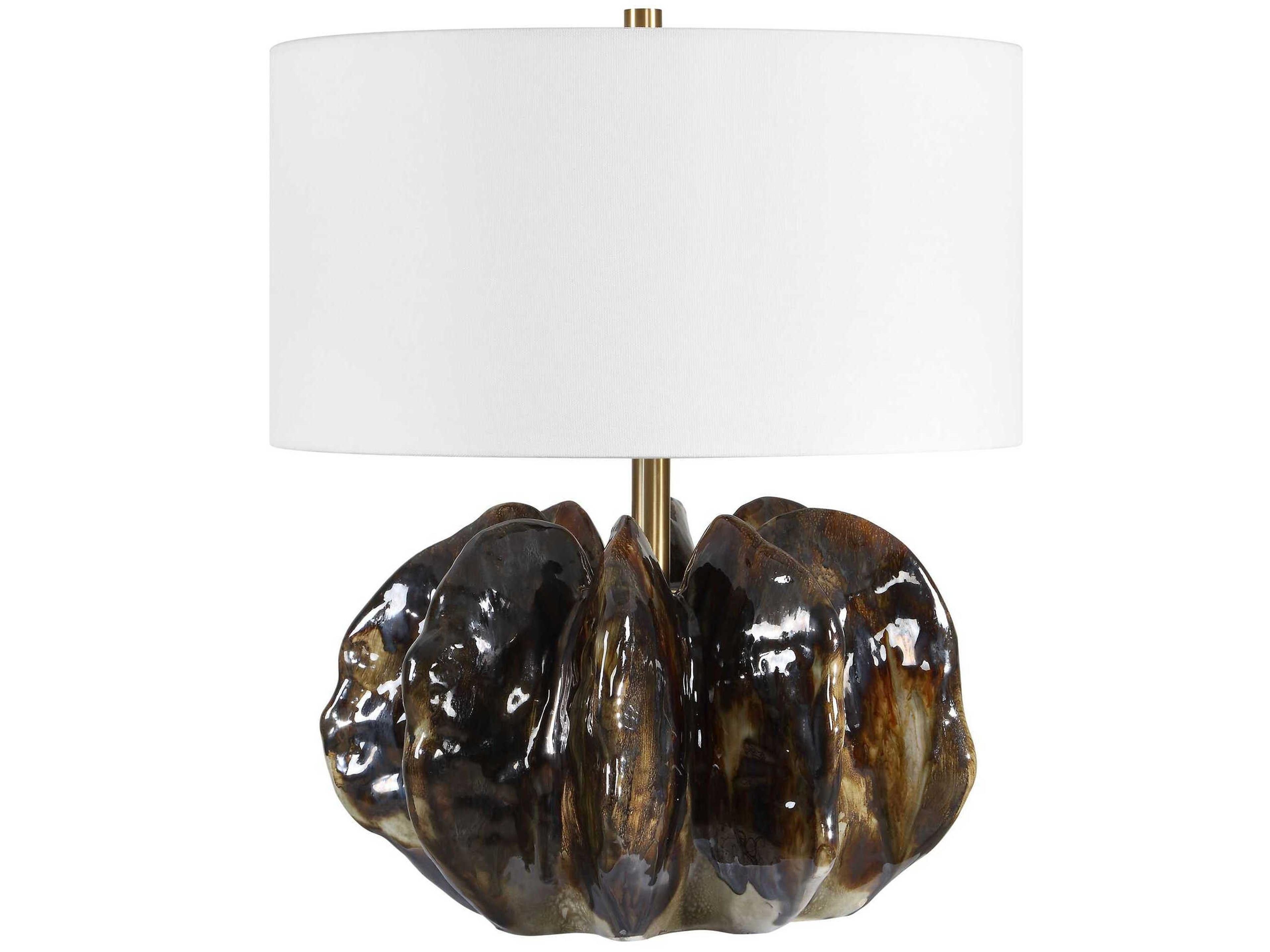 Uttermost Jaudon Chocolate Brown Round Drum Hardback Table Lamp