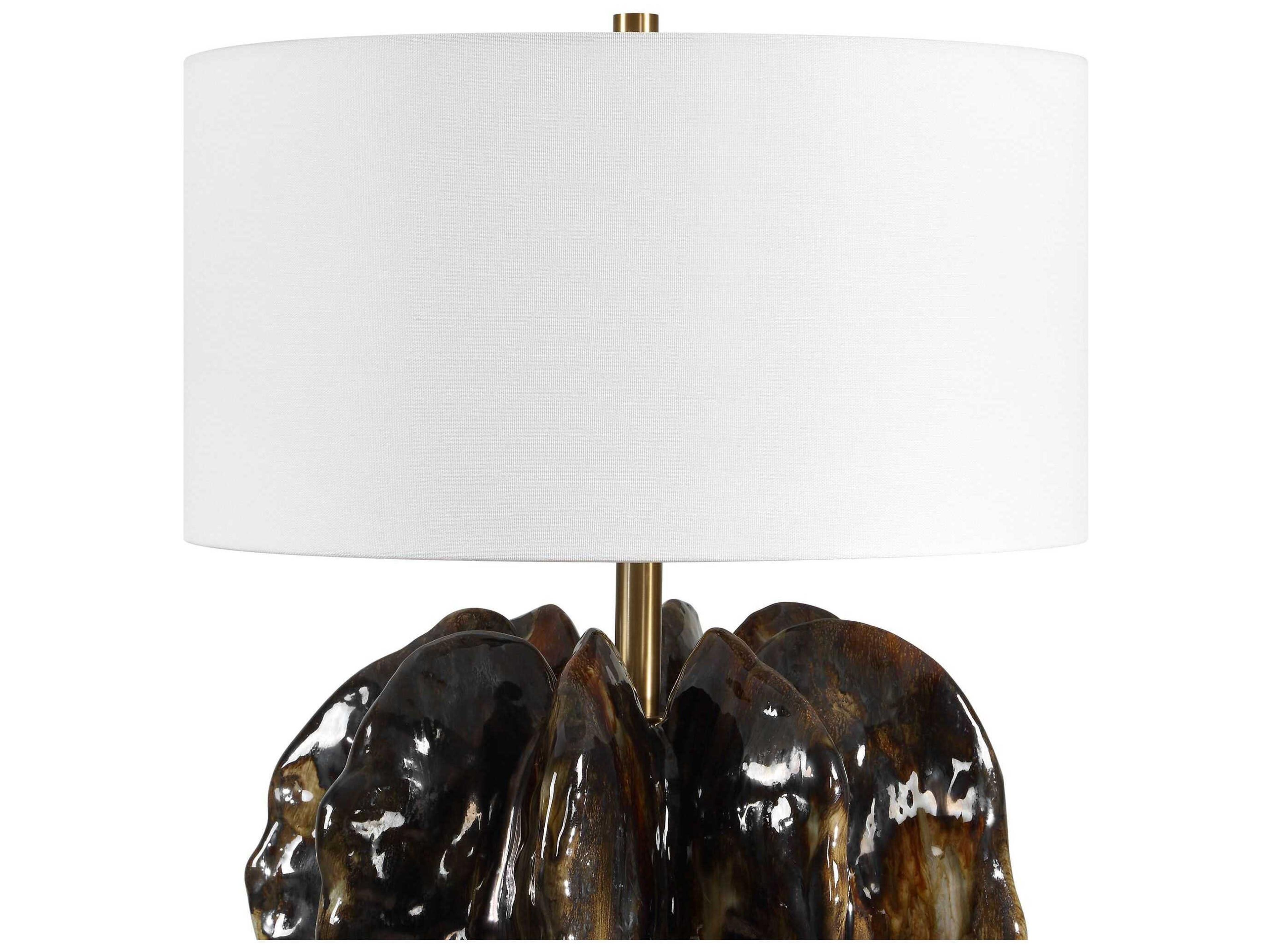 Uttermost Jaudon Chocolate Brown Round Drum Hardback Table Lamp