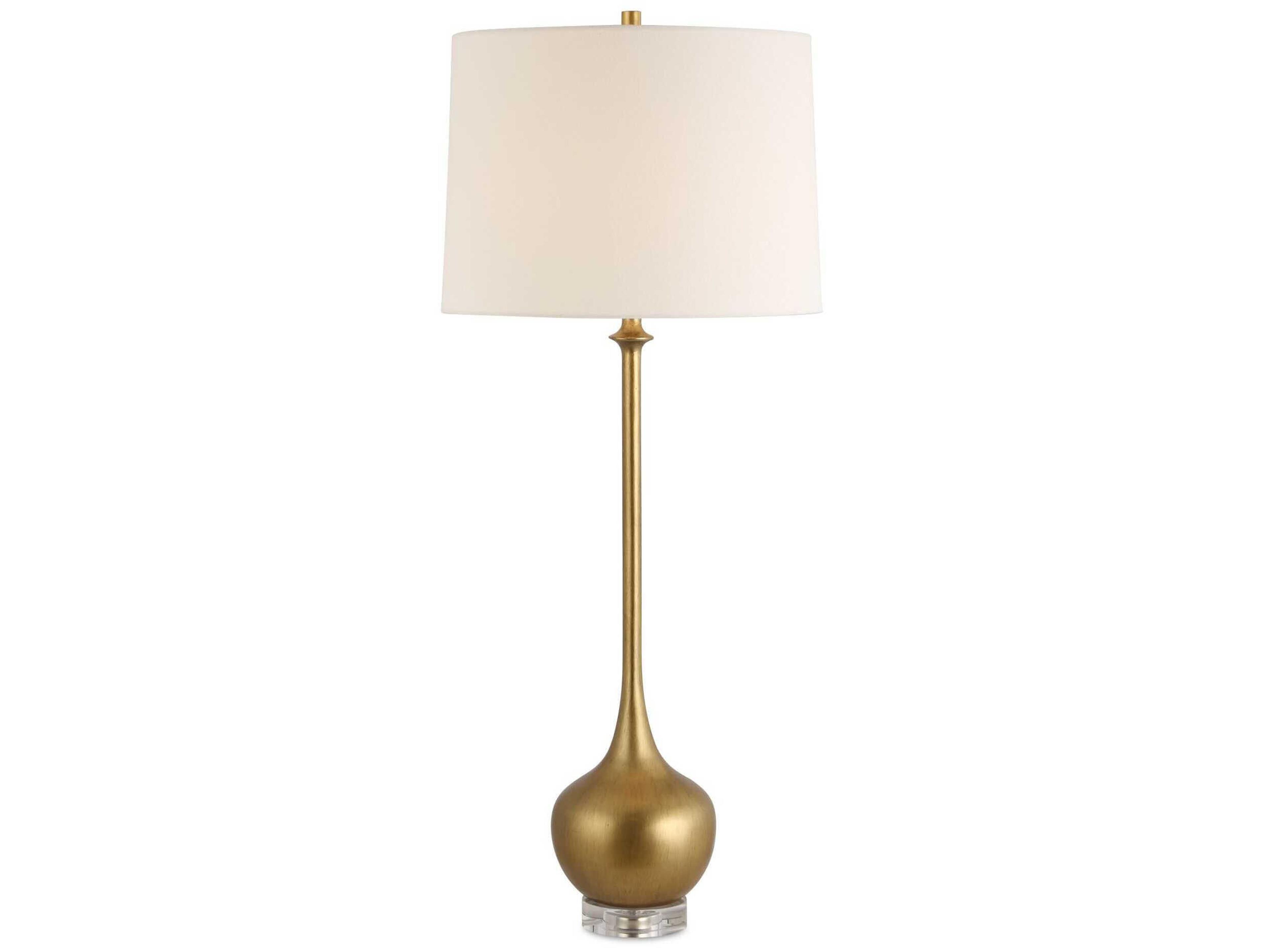 Good As Gold Brushed Antique Taper Hardback Brass Buffet Lamp
