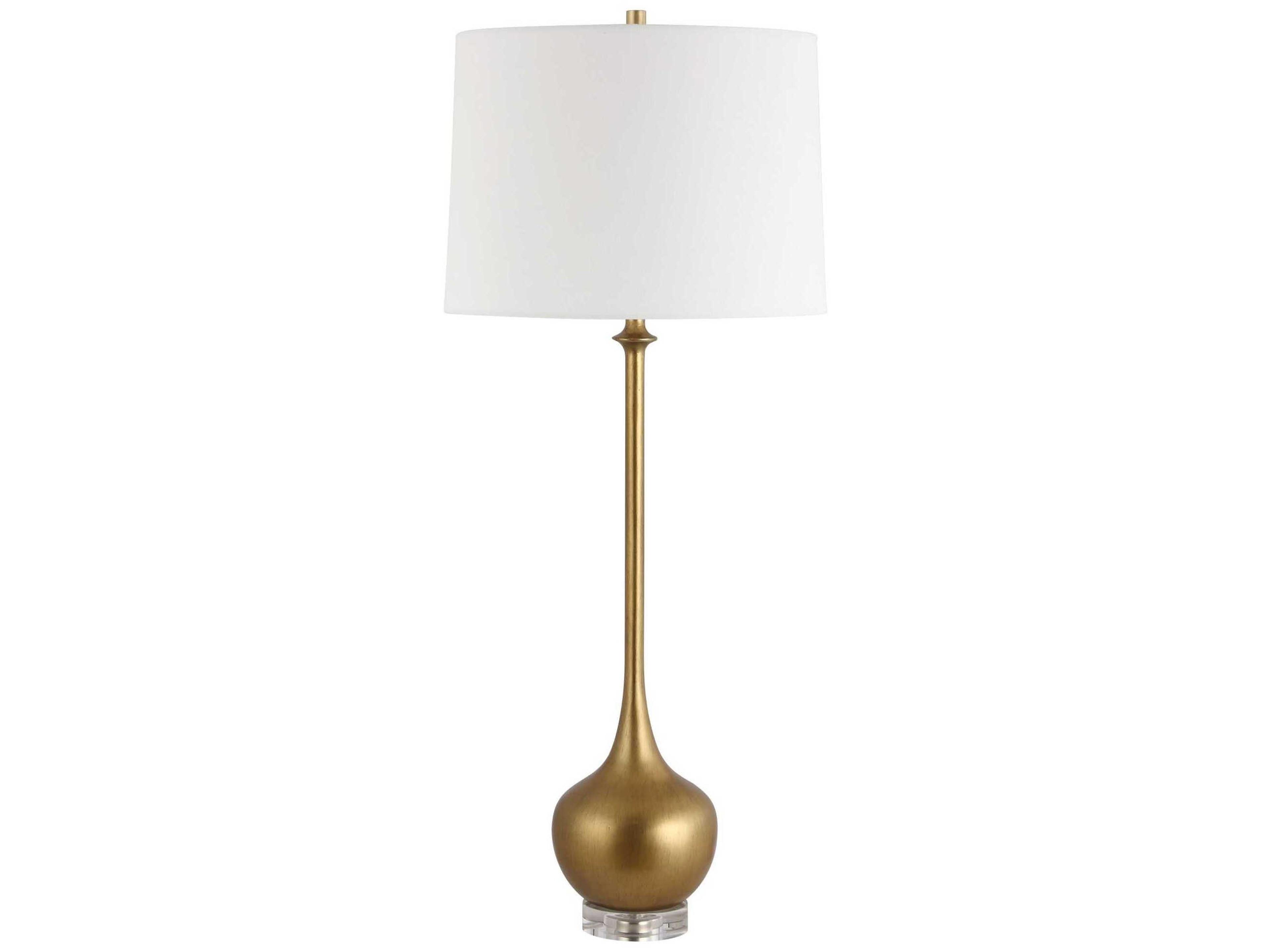 Uttermost Good As Gold Brushed Antique Taper Hardback Brass Buffet Lamp