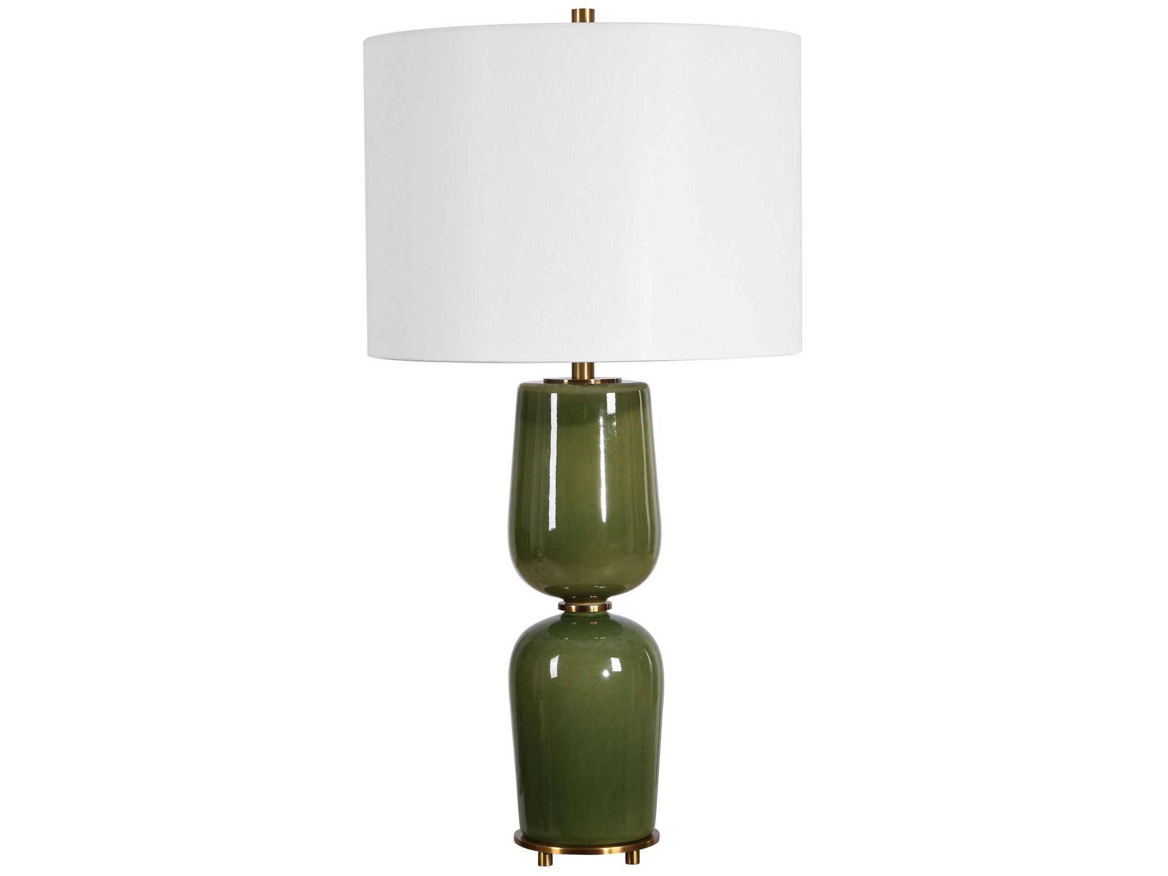 Uttermost Meyer Moss Green Round Drum Hardback Buffet Lamp