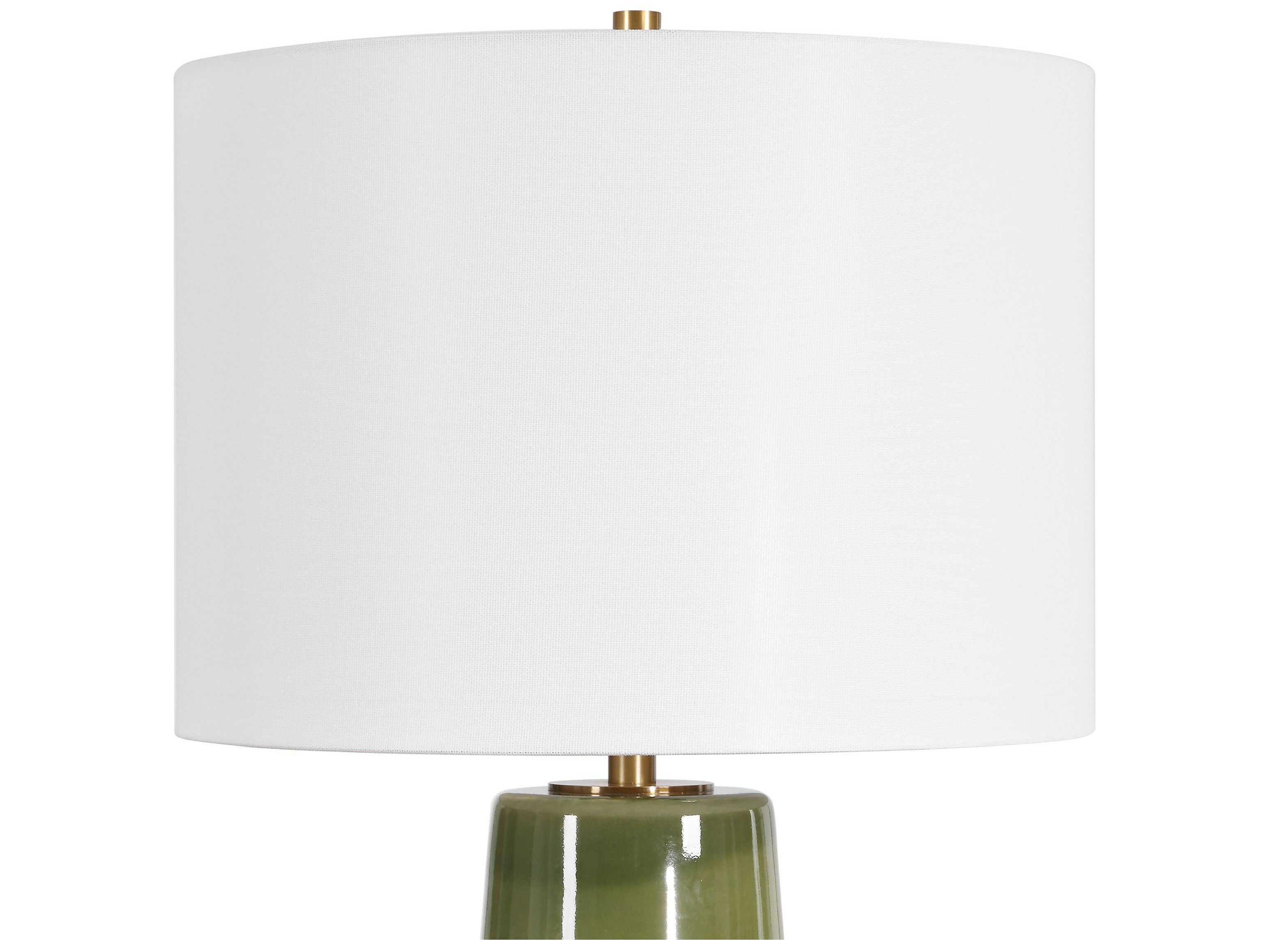 Uttermost Meyer Moss Green Round Drum Hardback Buffet Lamp